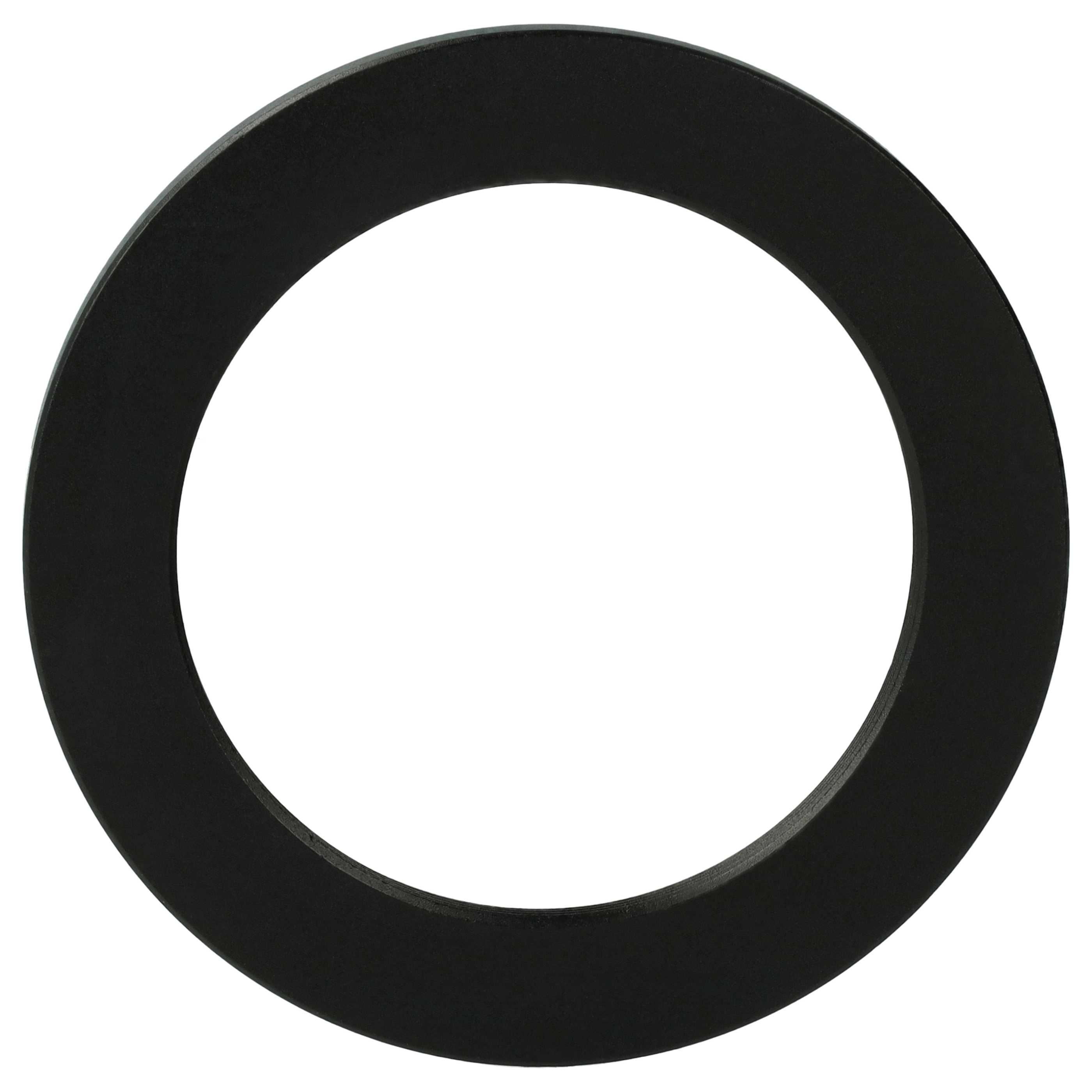 Ein schwarzes kreisförmiges Objekt, das einem dicken Ring ähnelt, ist vor weißem Hintergrund zentriert.