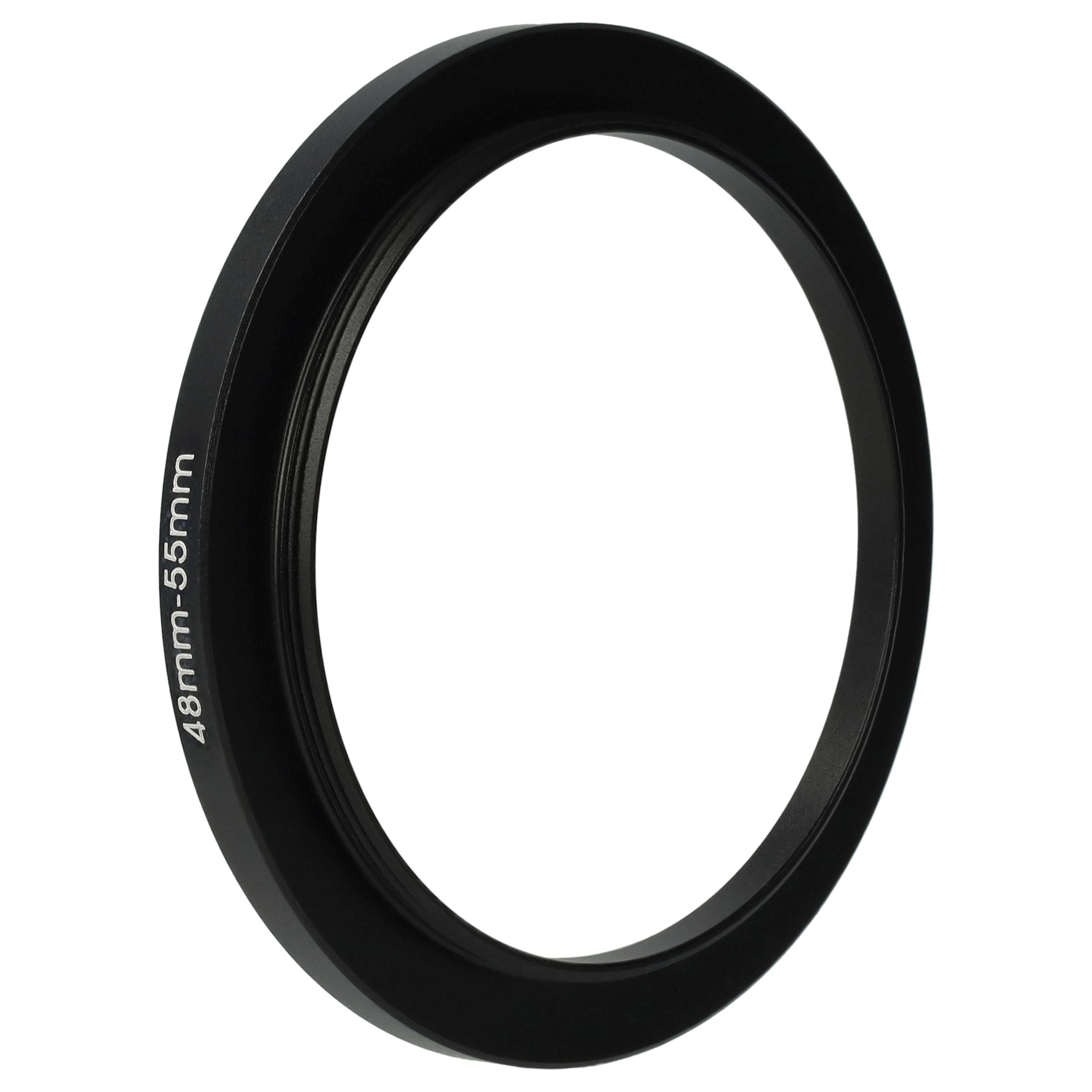 Schwarzer, kreisförmiger Adapterring mit 48 mm-55 mm Text auf der linken Seite, weißer Hintergrund.