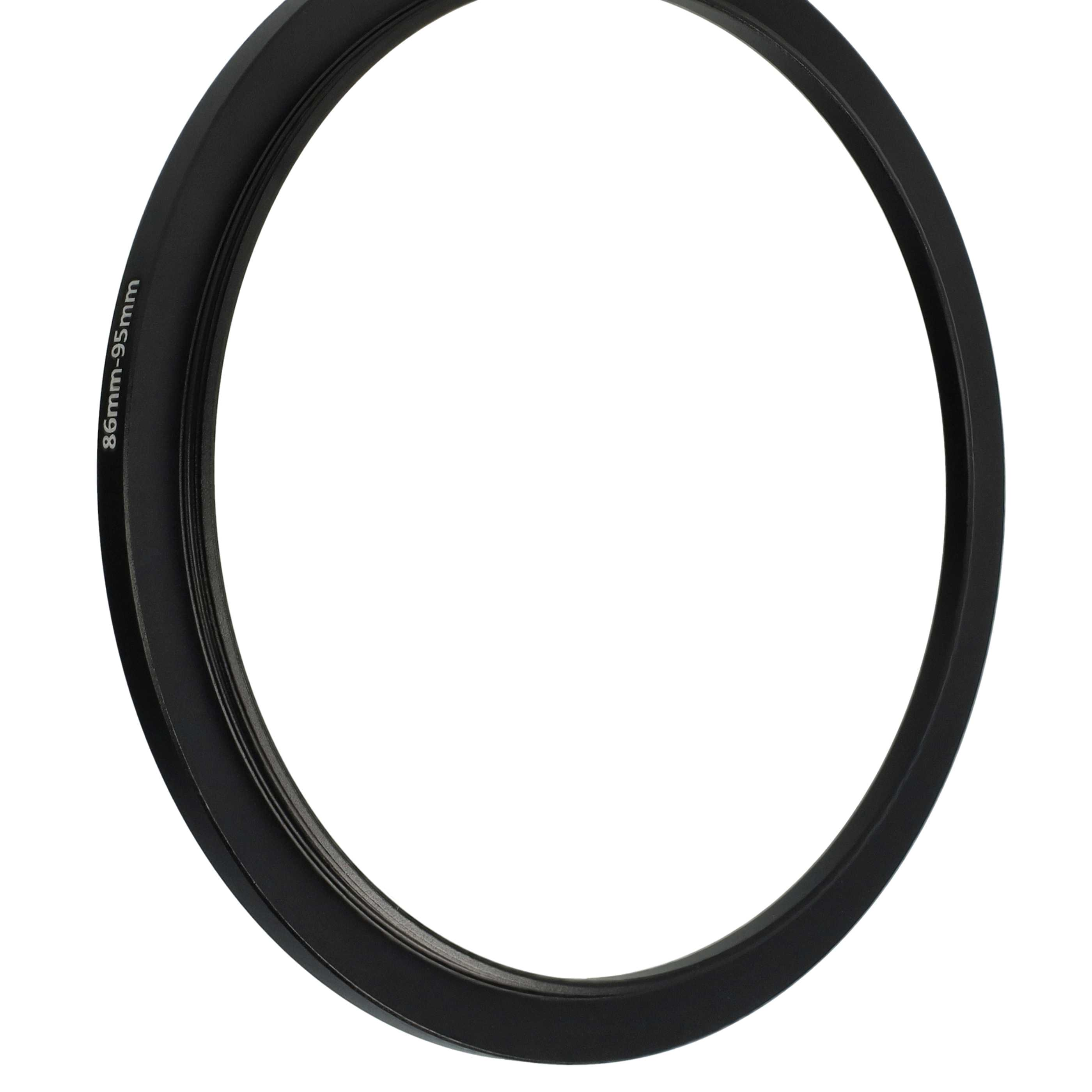 Ein schwarzer Objektivadapterring, markiert mit '86mm-95mm', vor weißem Hintergrund. Der Ring ist kreisförmig.