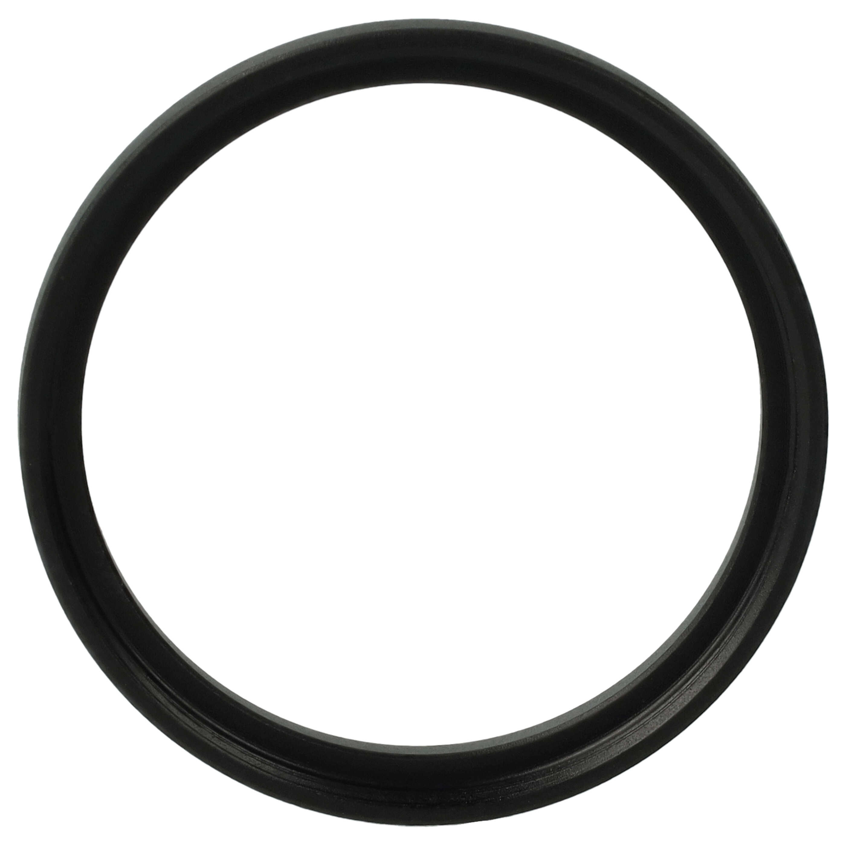 Eine schwarze, kreisförmige Gummidichtung ist auf weißem Hintergrund zentriert. Sie scheint neu zu sein.