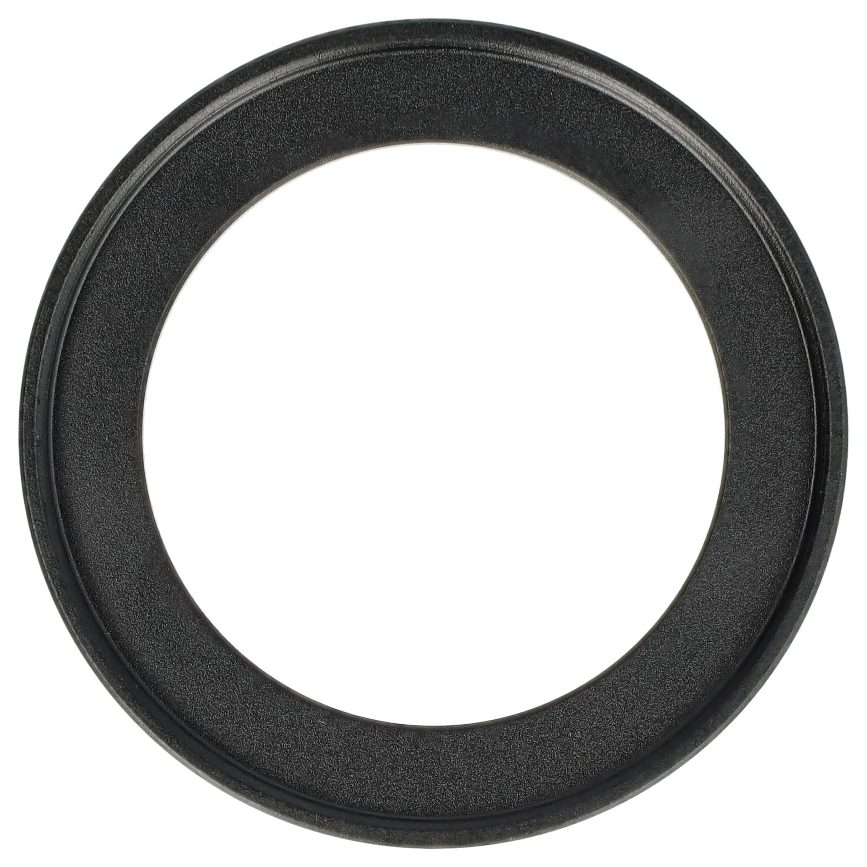 Ein schwarzes, ringförmiges Objekt vor weißem Hintergrund. Es hat eine strukturierte Oberfläche und einen glatten Innenrand.