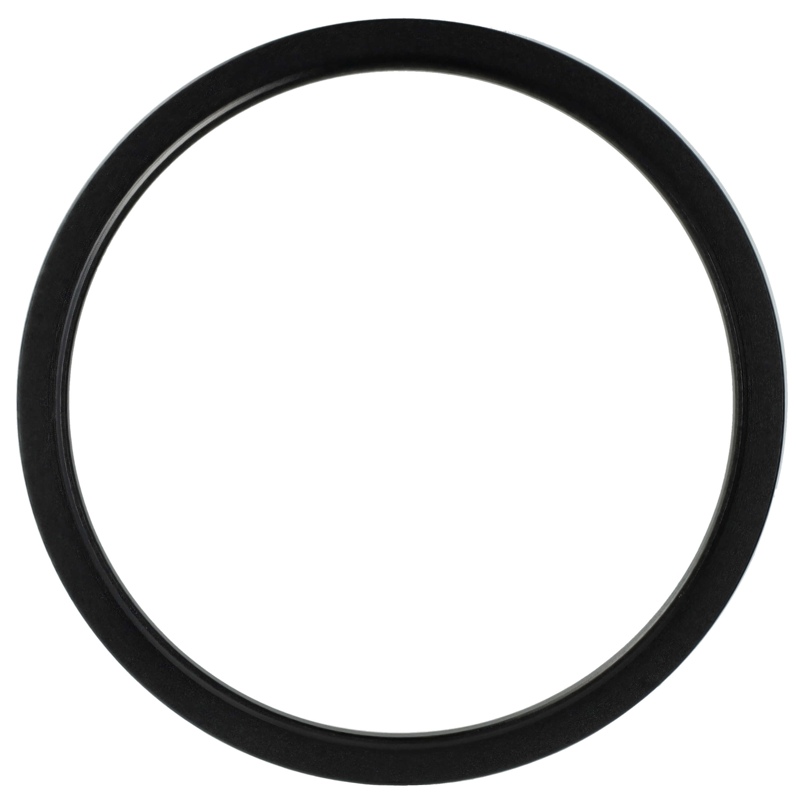 Ein schwarzes, kreisförmiges Objekt auf weißem Hintergrund. Es scheint sich um einen Ring oder einen Rahmen zu handeln.