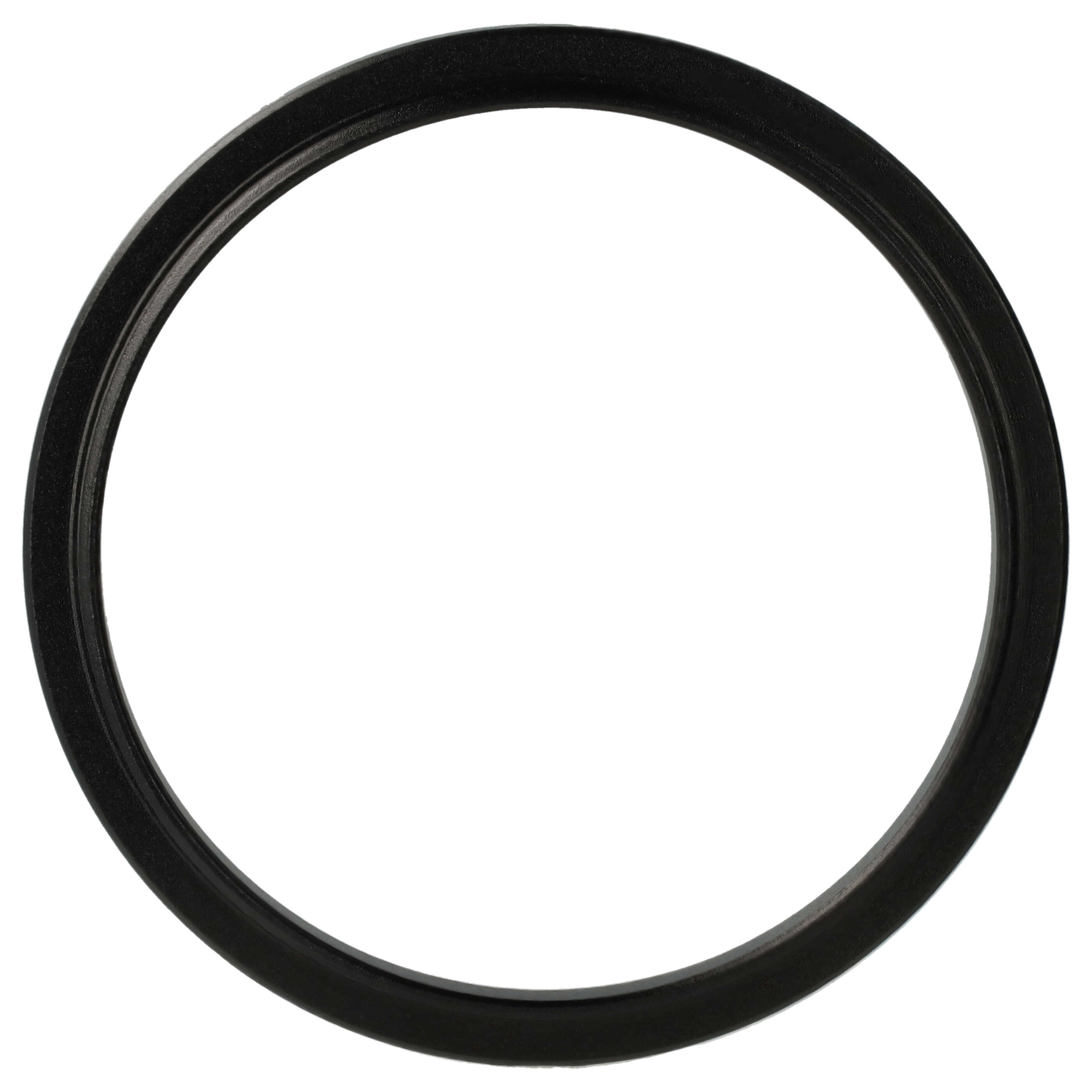 Ein schwarzer, kreisförmiger Gummiring auf weißem Hintergrund. Der Ring hat eine strukturierte Oberfläche.