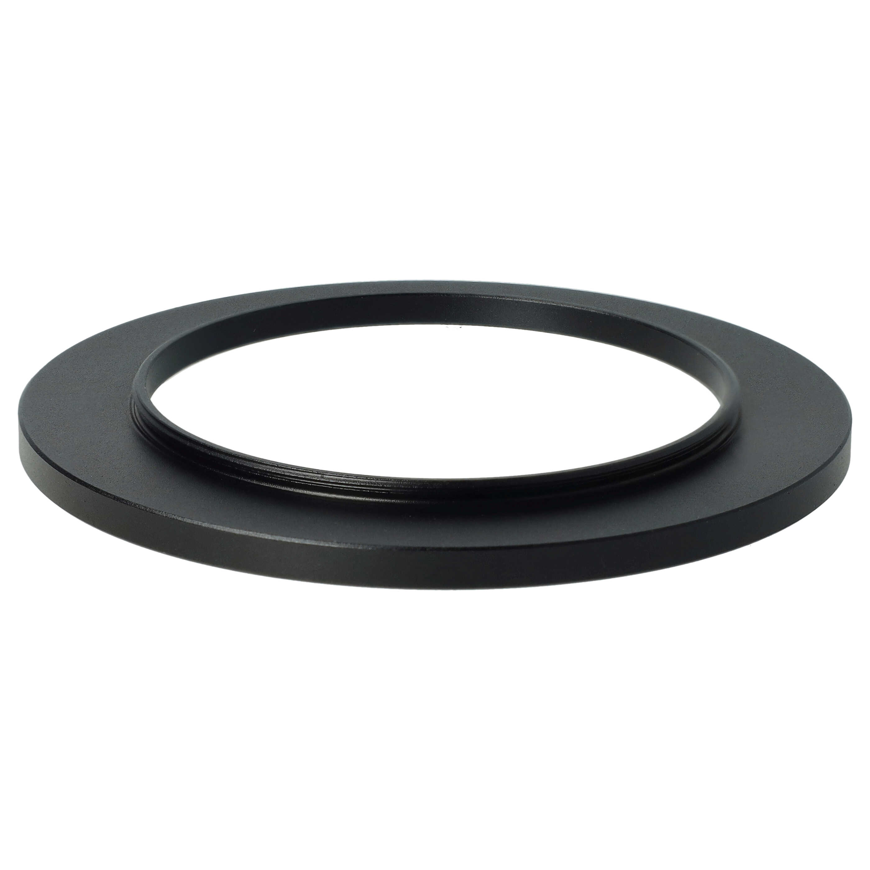 Ein schwarzer Metallring auf weißem Hintergrund. Der Ring ist rund mit flacher Oberseite und strukturierter Oberfläche.