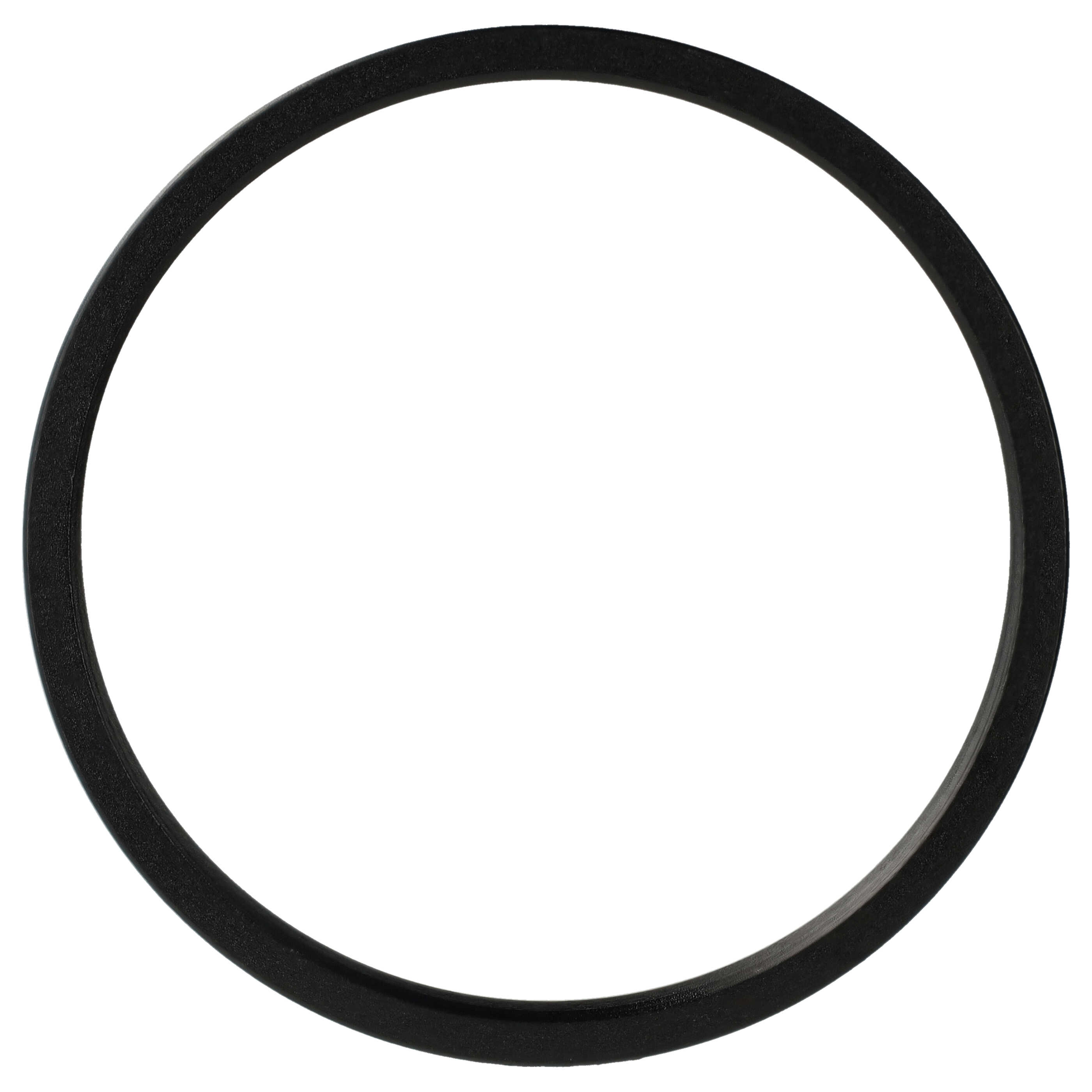 Ein schwarzes kreisförmiges Objekt auf weißem Hintergrund. Das Objekt ist ein dicker Ring, möglicherweise aus Gummi oder Kunststoff.