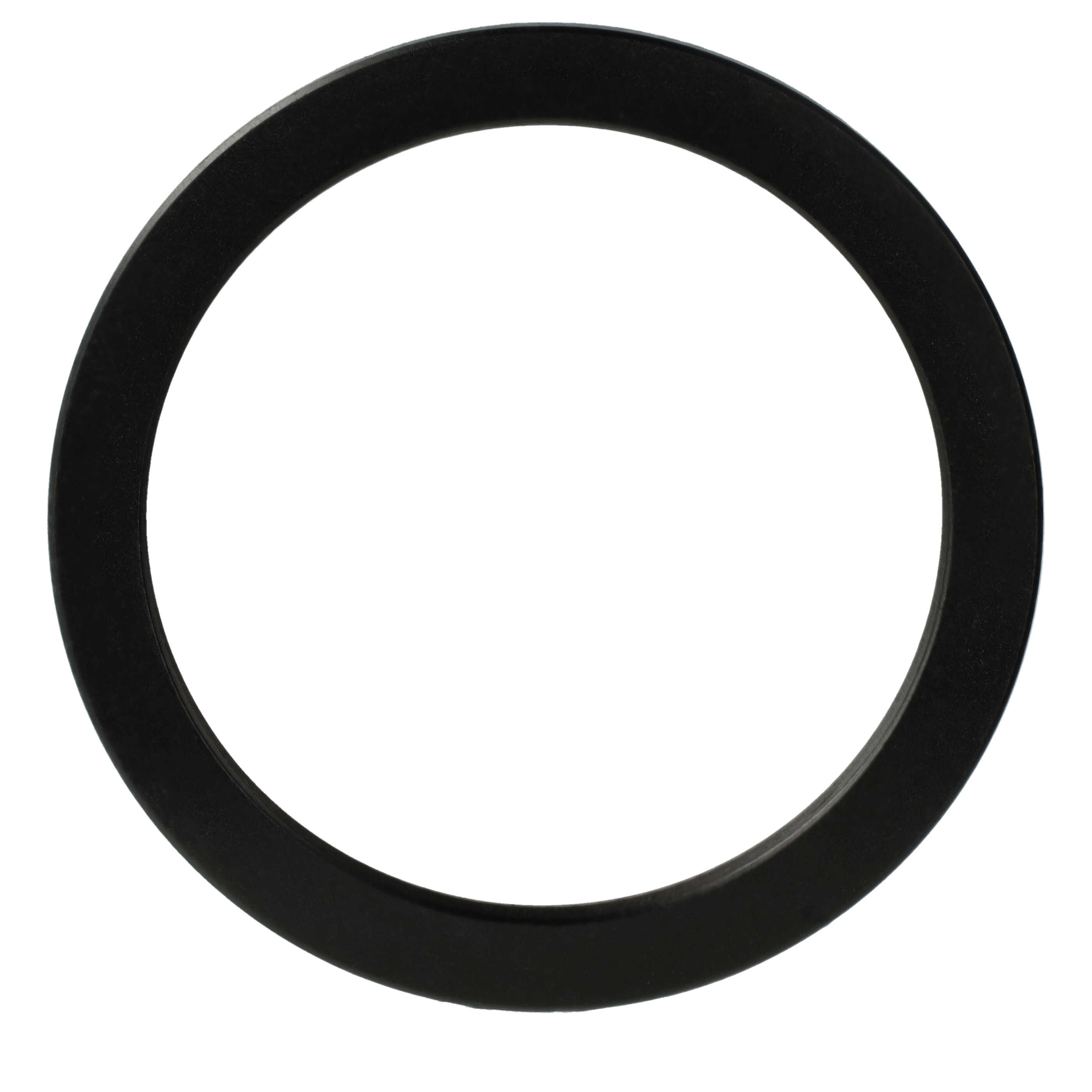 Ein schwarzes, kreisförmiges Objekt auf weißem Hintergrund. Das Objekt ist ein dicker Ring mit glatter, matter Oberfläche.