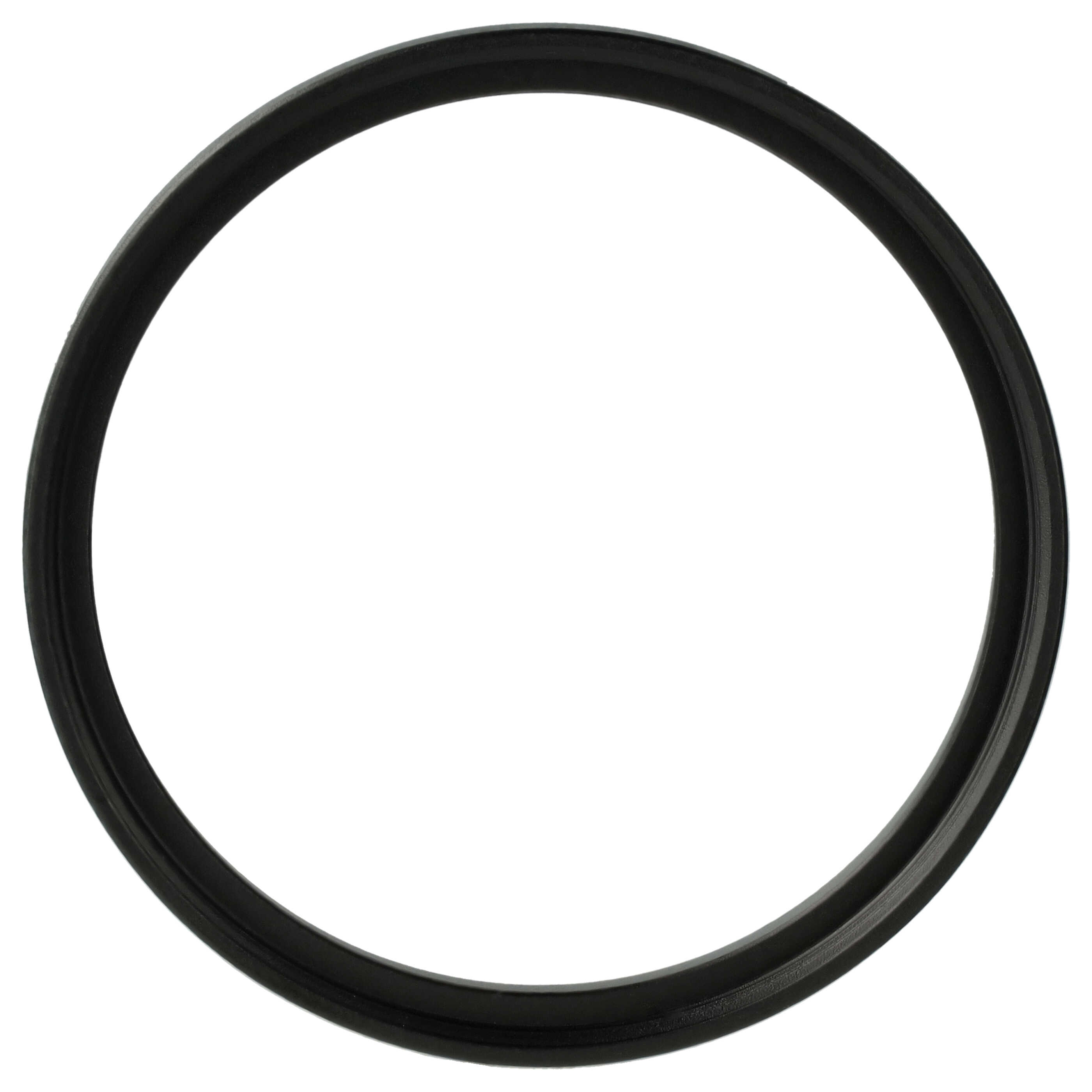 Eine schwarze, kreisförmige Gummidichtung vor weißem Hintergrund. Die Dichtung ist ein fester Ring.