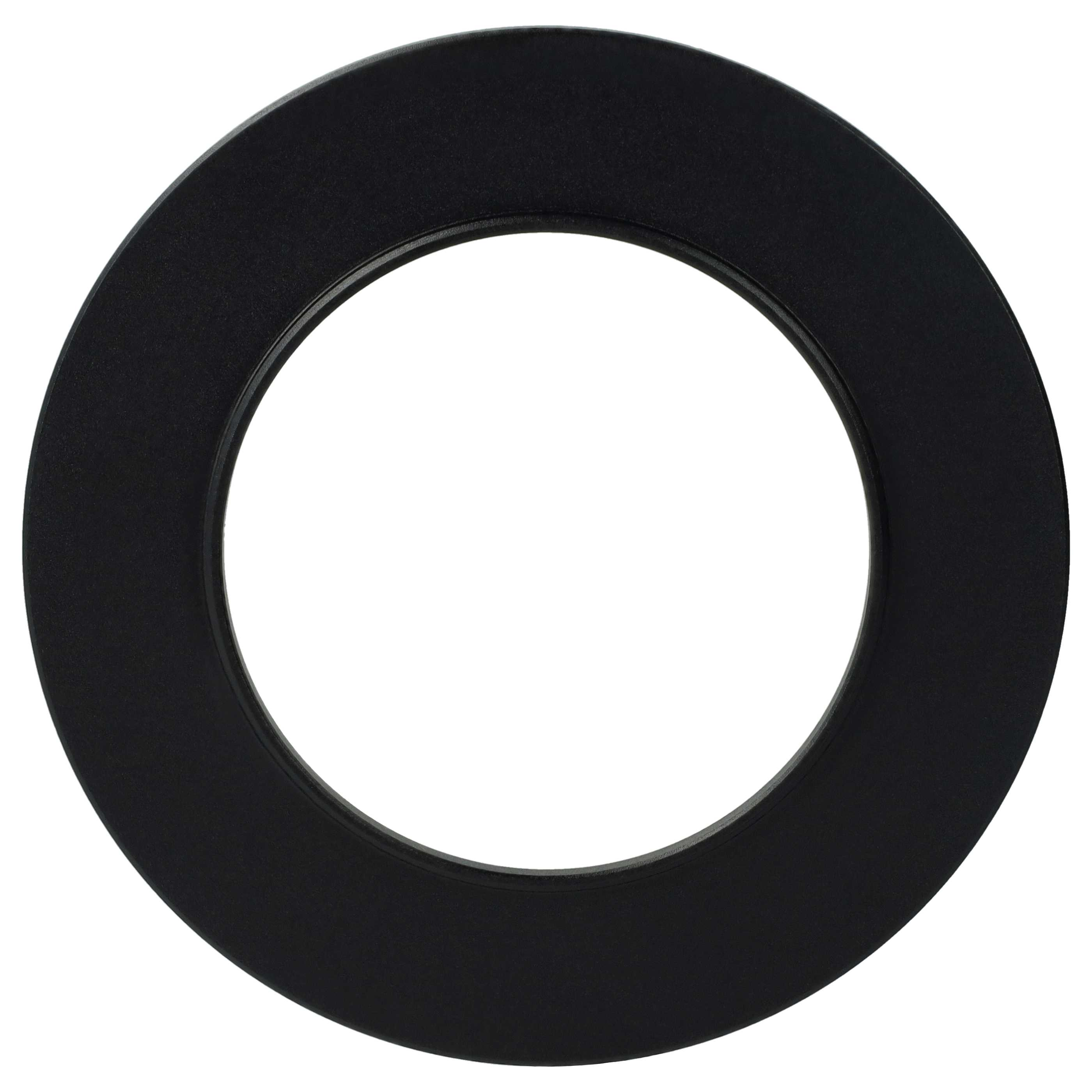 Ein schwarzer, kreisförmiger Ring mit weißem Mittelpunkt. Der Ring hat eine matte Oberfläche und vor weißem Hintergrund.