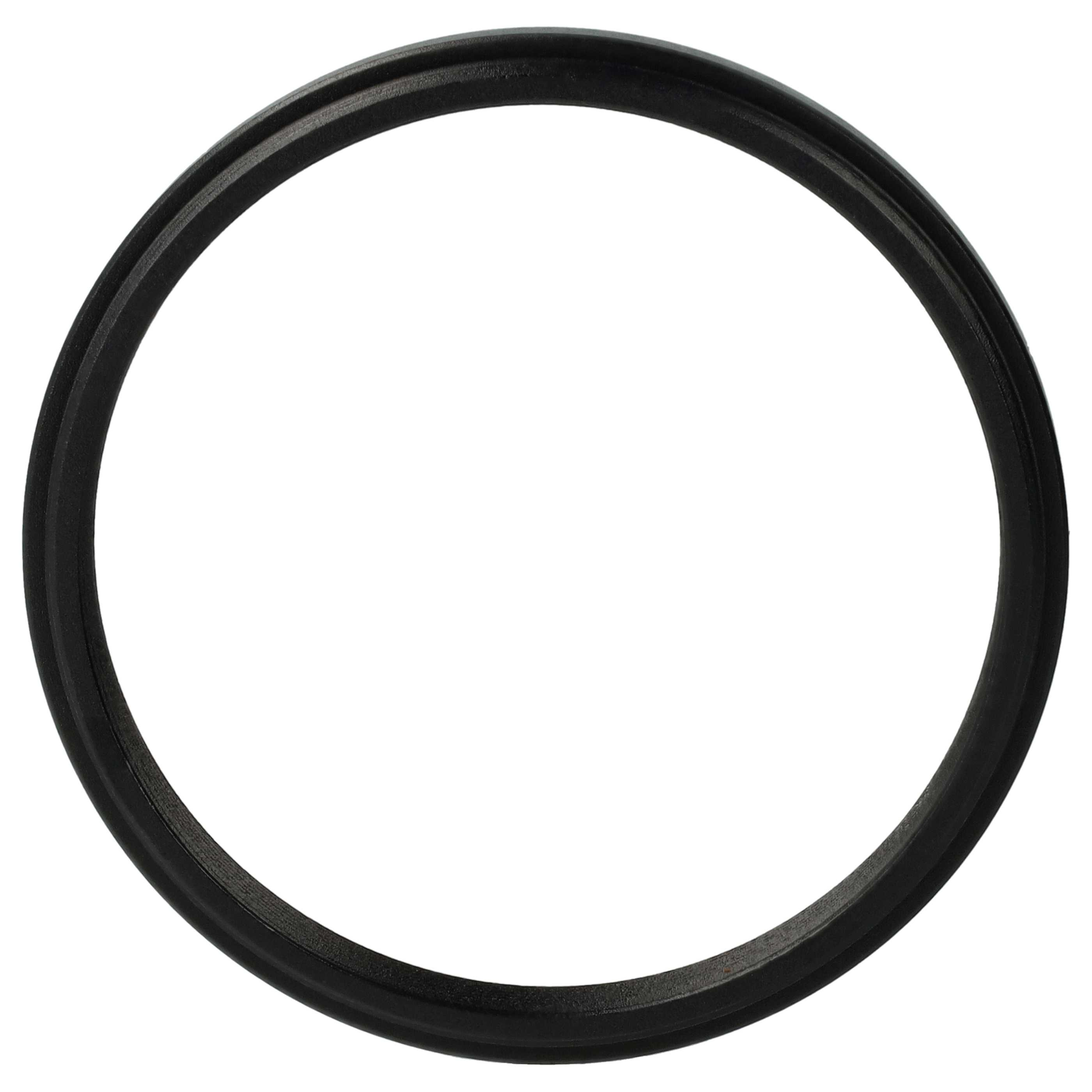 Ein schwarzer Gummiring, isoliert auf weißem Hintergrund. Der Ring ist dick und kreisförmig, mit strukturierter Oberfläche.