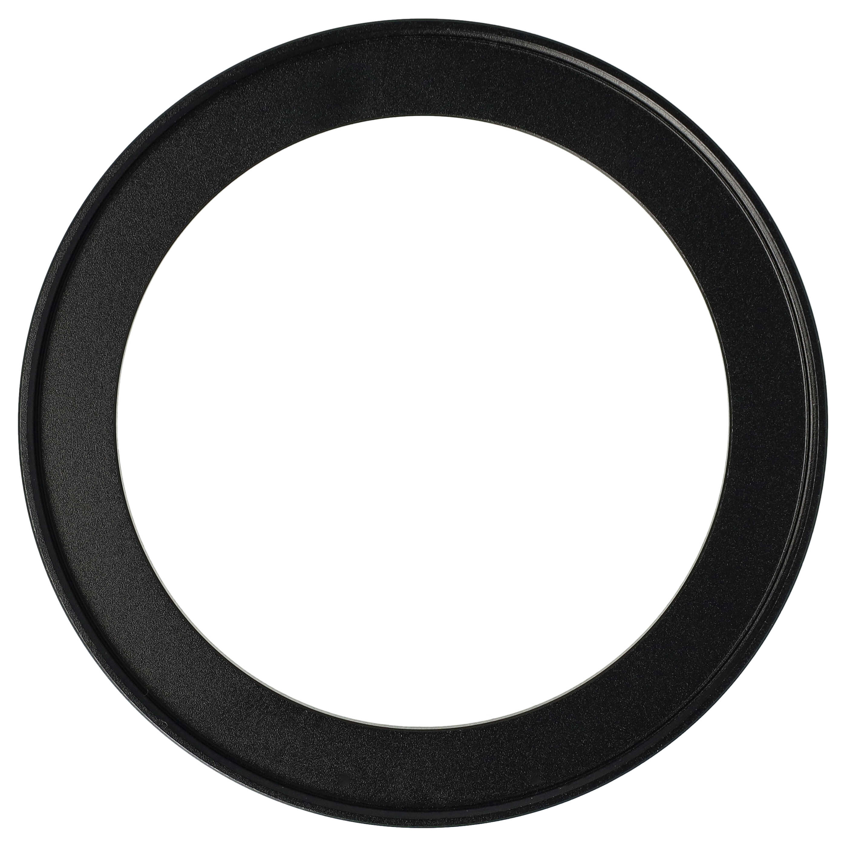 Ein schwarzes kreisförmiges Objekt mit strukturierter Oberfläche und weißem Innenraum. Die Form ist ein Ring, mit einem definierten Rand.