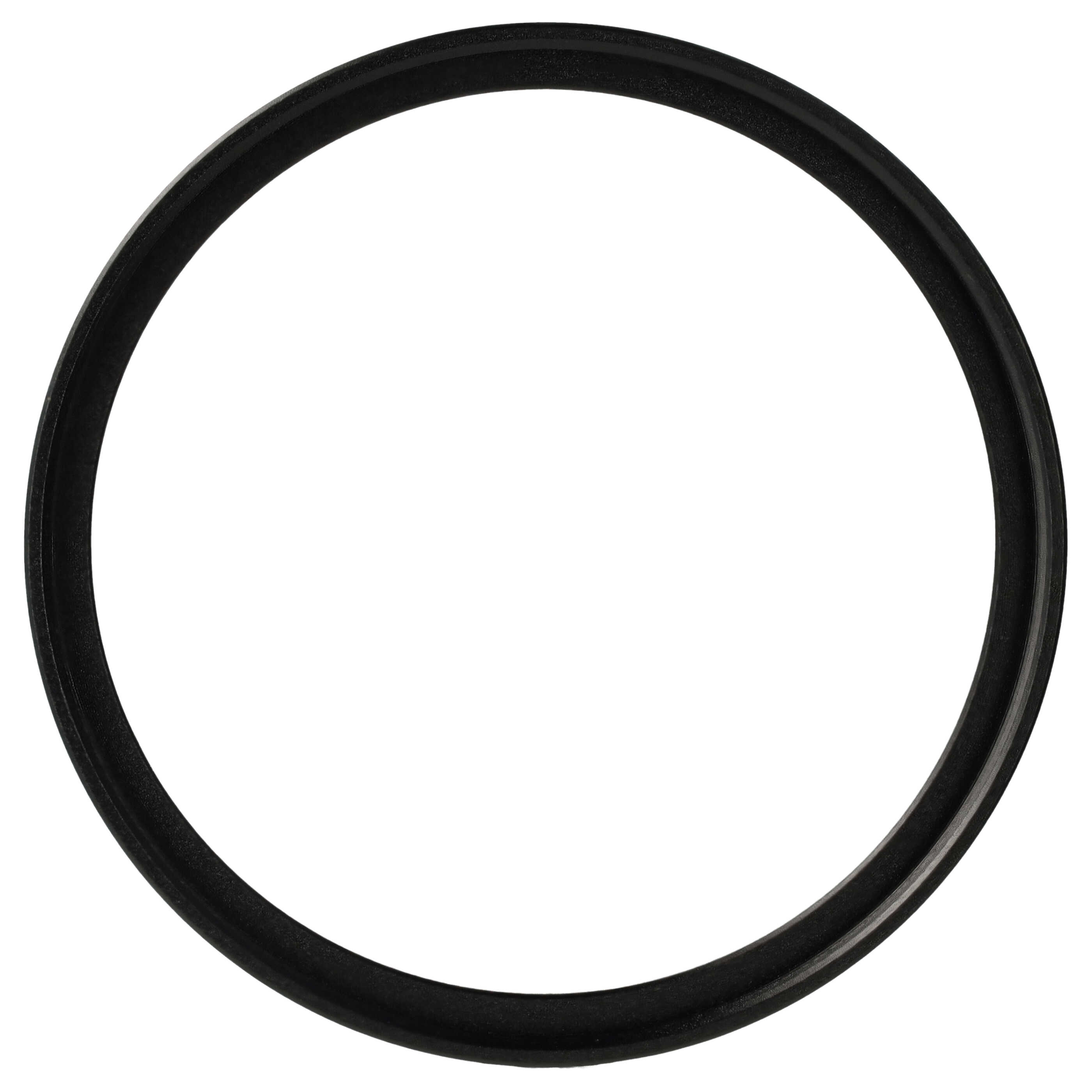 Ein schwarzer, kreisförmiger Gummiring, isoliert auf weißem Grund. Der Ring ist mittig.