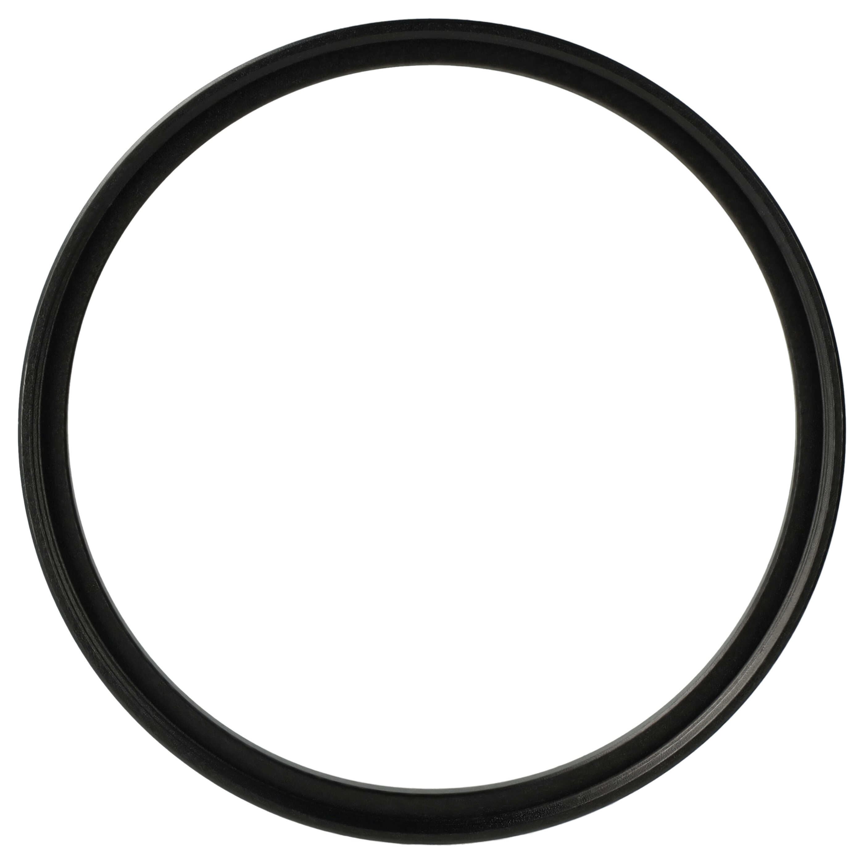 Ein schwarzer Gummiring ist auf weißem Hintergrund zentriert. Der Ring ist dick und kreisförmig.