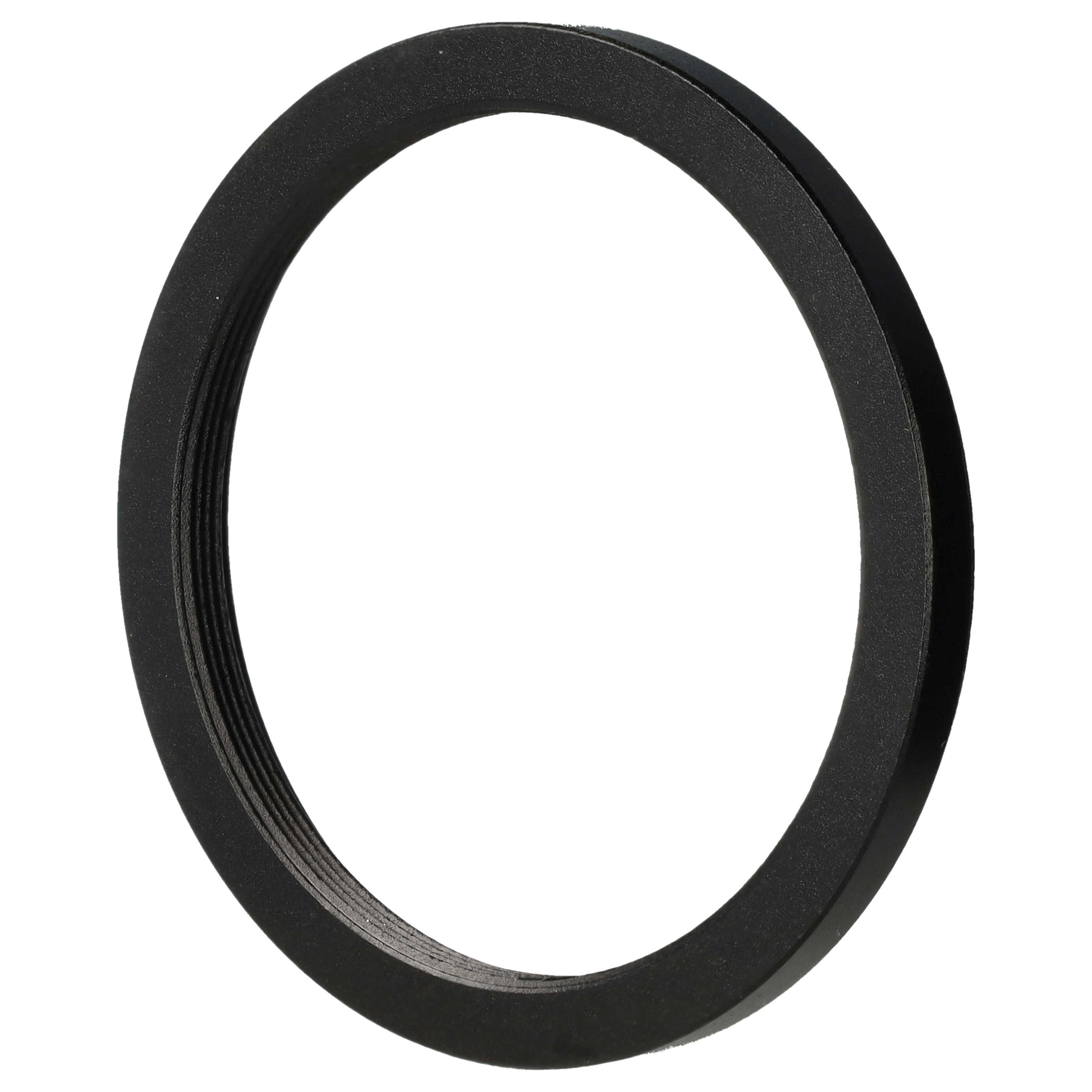 Ein schwarzes kreisförmiges Objekt mit strukturierter Oberfläche, möglicherweise ein Riemen oder Ring, vor weißem Hintergrund.