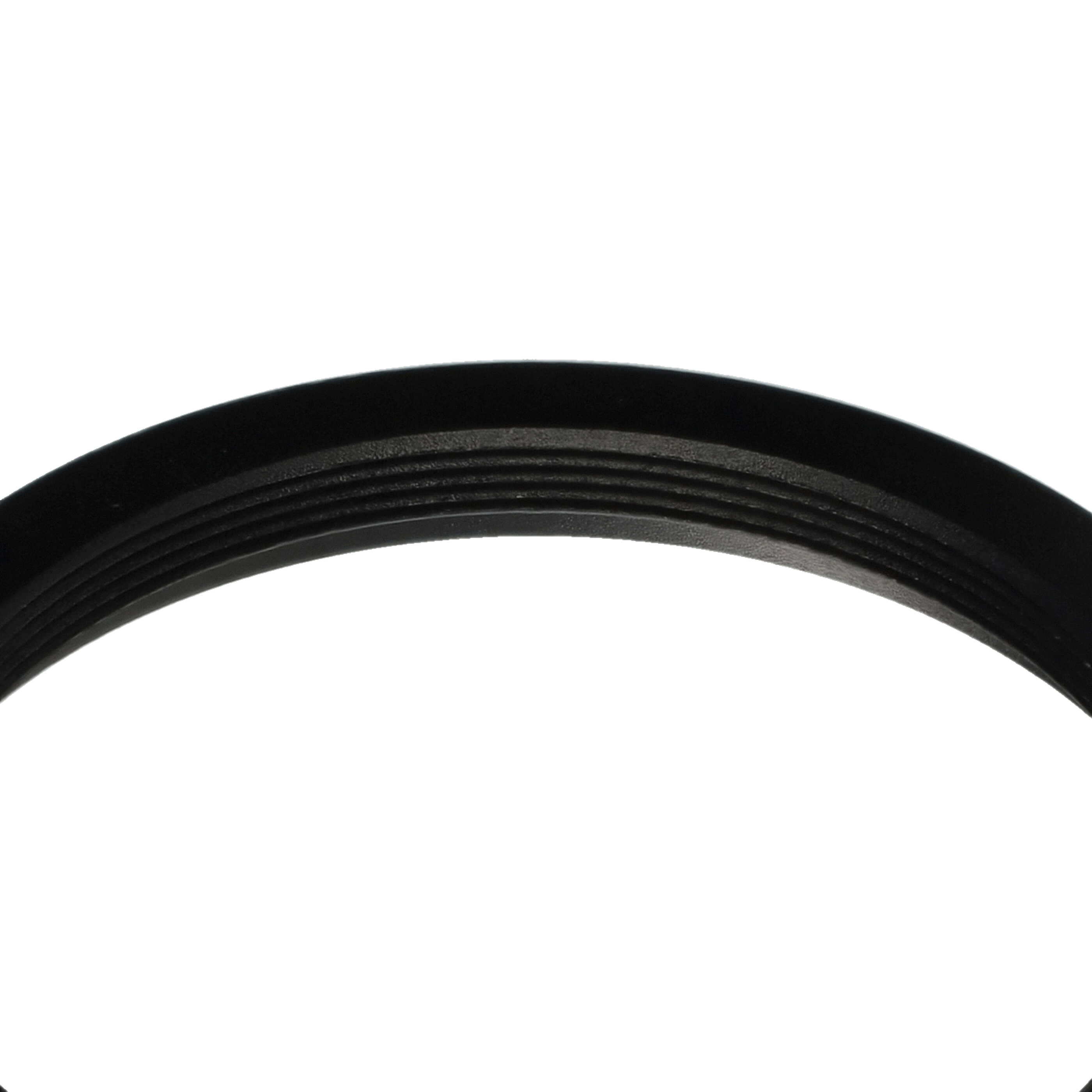 Ein gebogener, schwarzer, mit Gewinde versehener Ring vor weißem Hintergrund. Der Ring hat eine geriffelte Textur.
