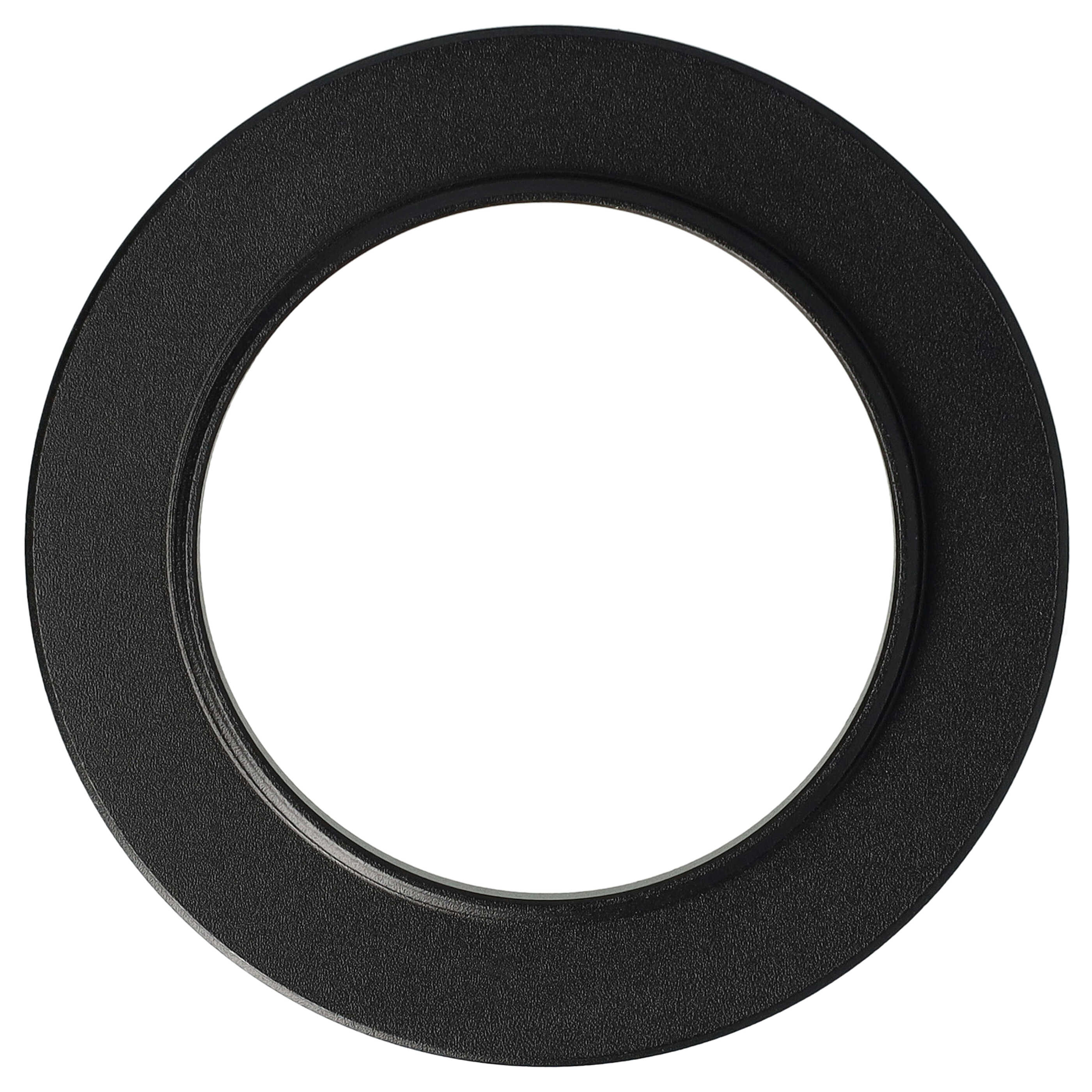 Ein schwarzes ringförmiges Objekt mit strukturierter Oberfläche. Die Mitte ist leer. Der Hintergrund ist weiß.