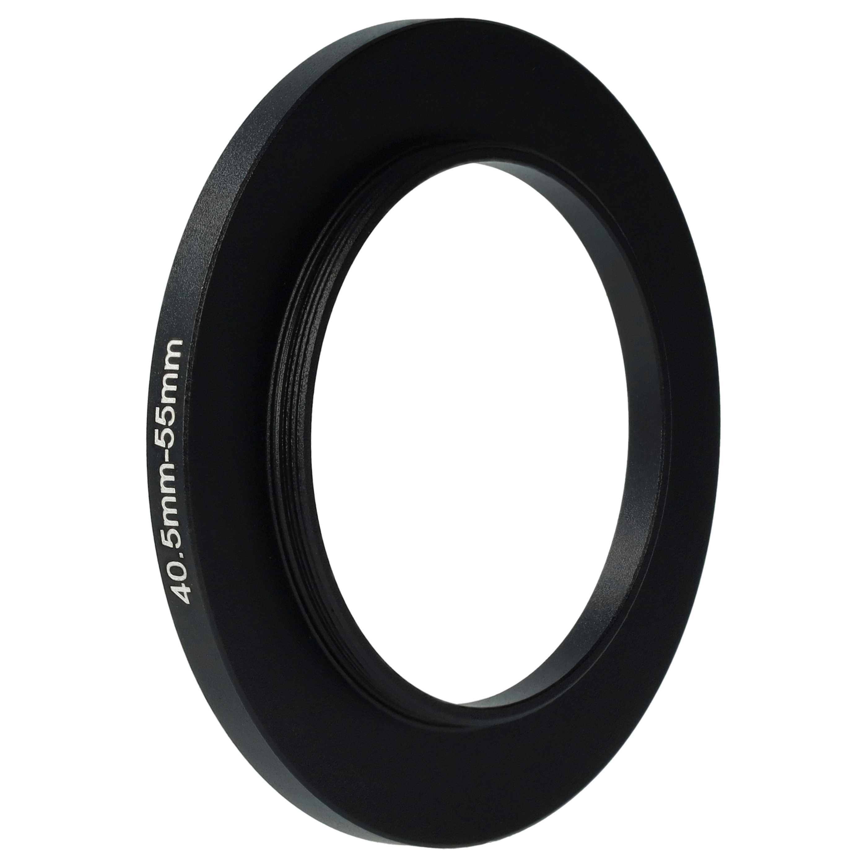 Schwarzer Objektivadapterring auf weißem Hintergrund. Es trägt die Aufschrift 40,5 mm-55 mm.