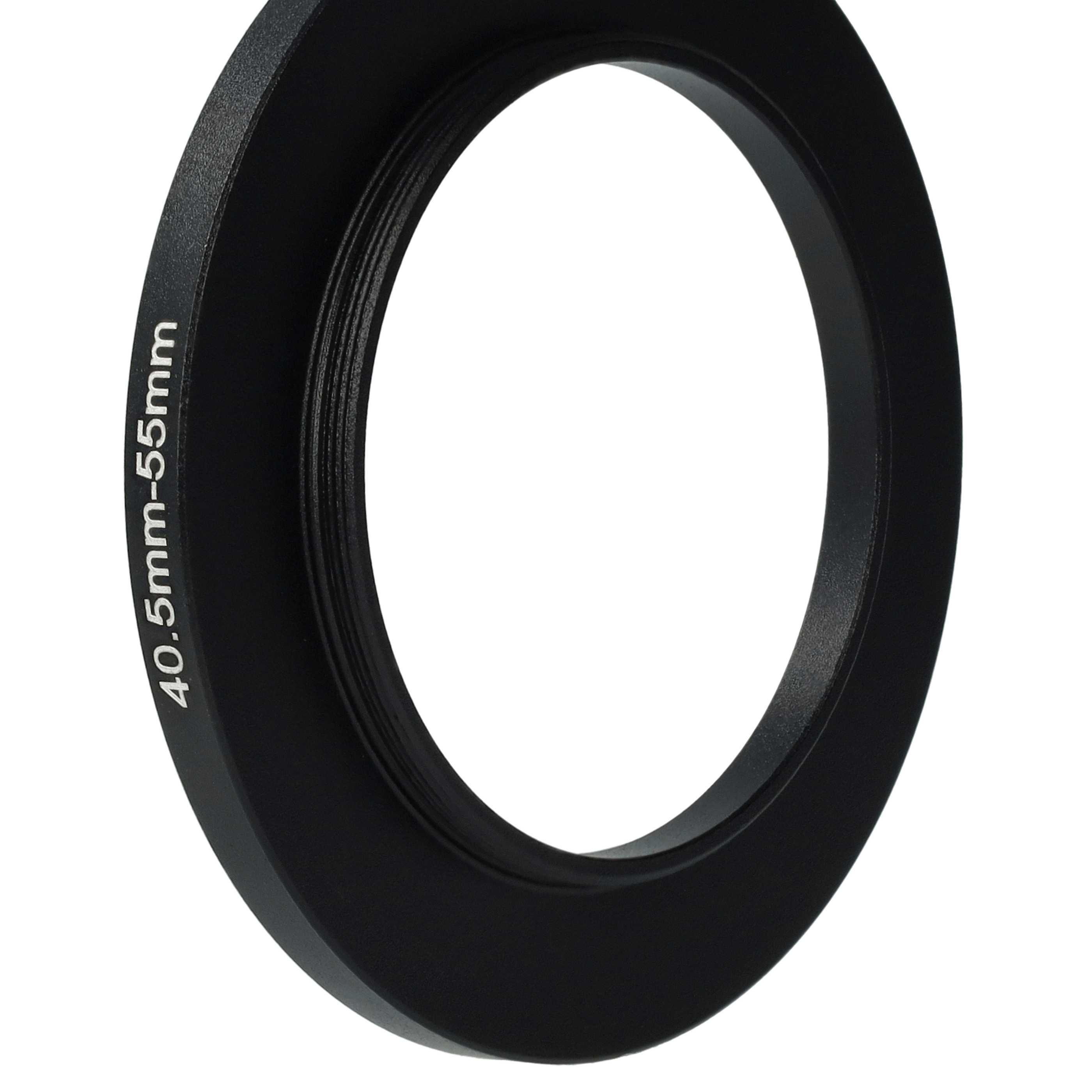 Ein schwarzer Metallring mit der Aufschrift '40,5mm-55mm' an der Seite. Er hat eine kreisförmige Form mit einem Loch in der Mitte.