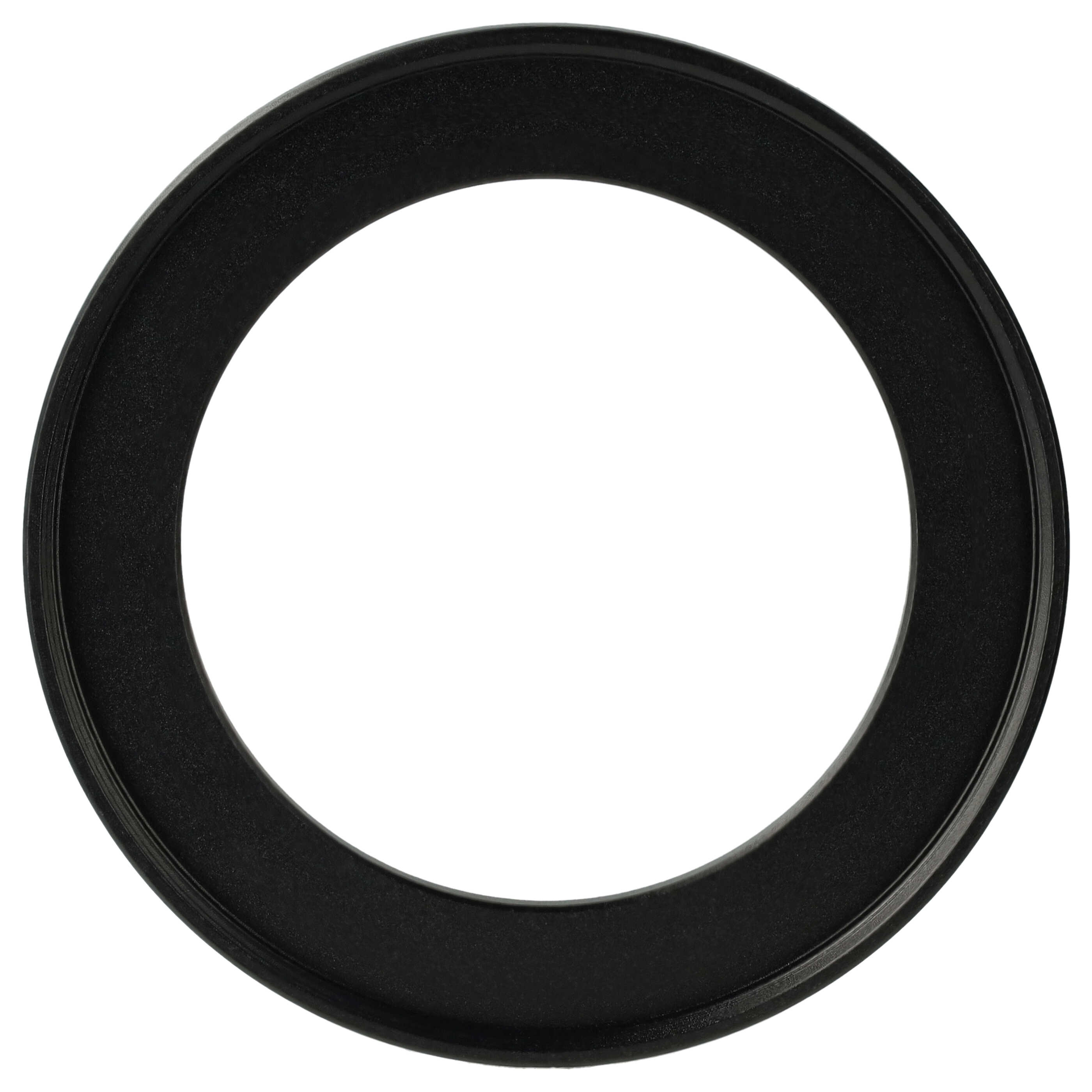 Ein schwarzes, kreisförmiges Objekt mit weißer Mitte. Das Objekt scheint ein Objektivadapterring zu sein.