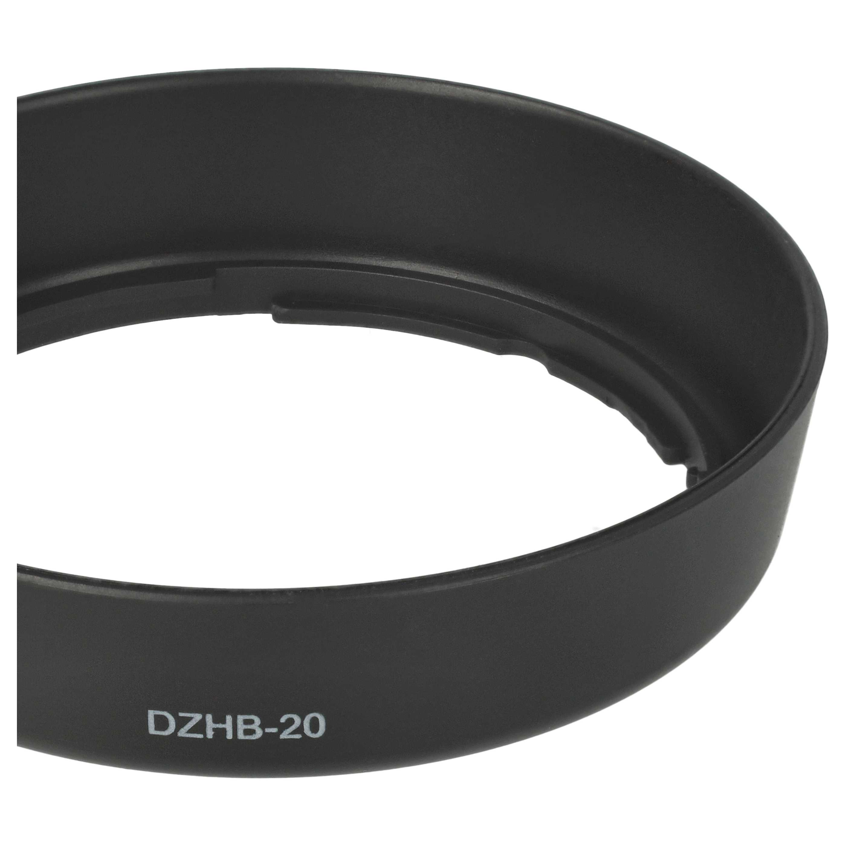 Eine schwarze Sonnenblende. Sie hat eine gebogene Form und der Text 'DZHB-20' ist auf der Seite gedruckt.