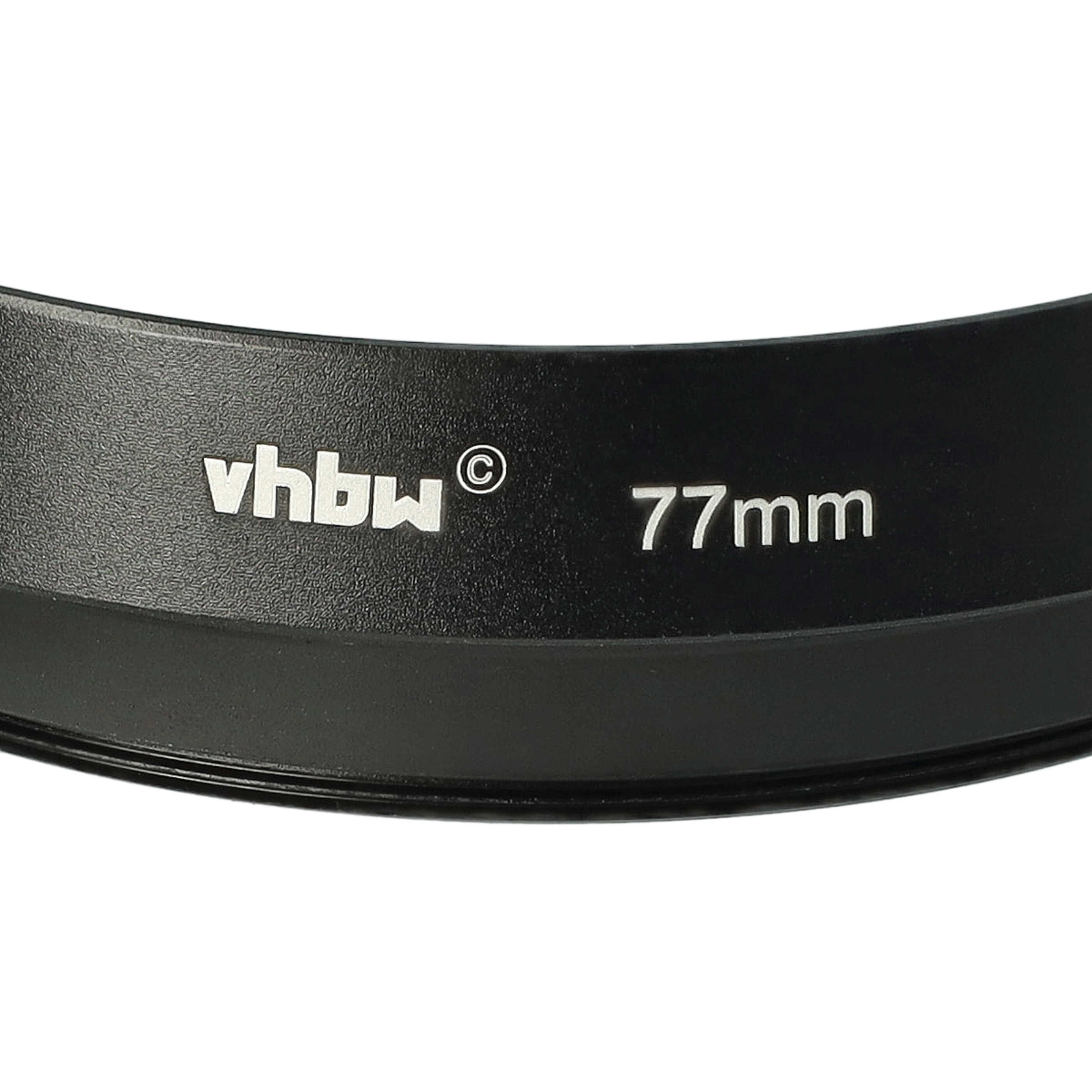 Schwarzer Adapterring mit weißem Text: "vhbw", "77mm". Der Ring hat eine strukturierte Oberfläche.