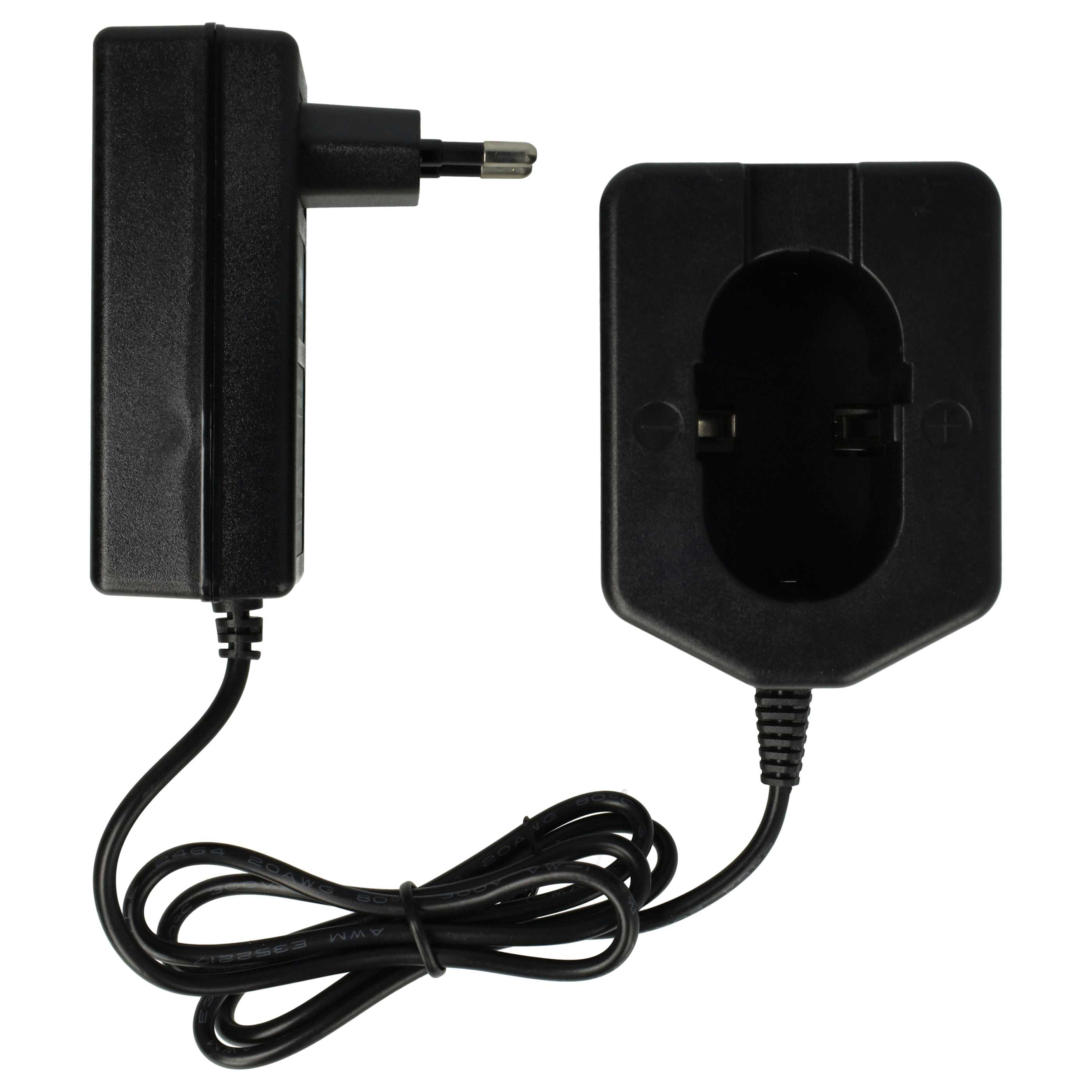 Schwarzes Netzteil und Ladegerät. Der Adapter hat einen Stecker. Das Ladegerät hat eine Buchse.
