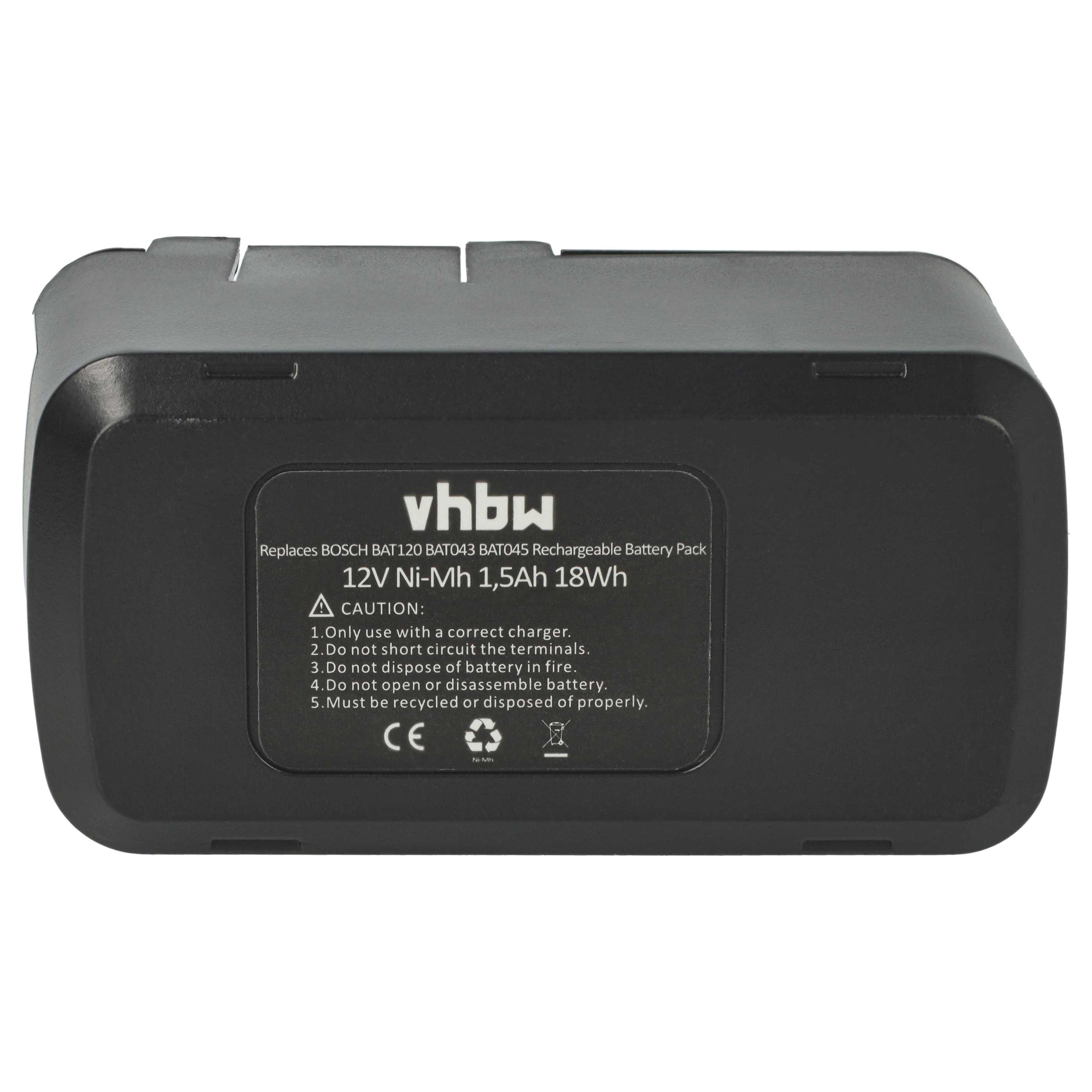 Ein schwarzes Batteriepack mit weißem Text. Es steht vhbw darauf und hat ein Warnschild mit Anweisungen.