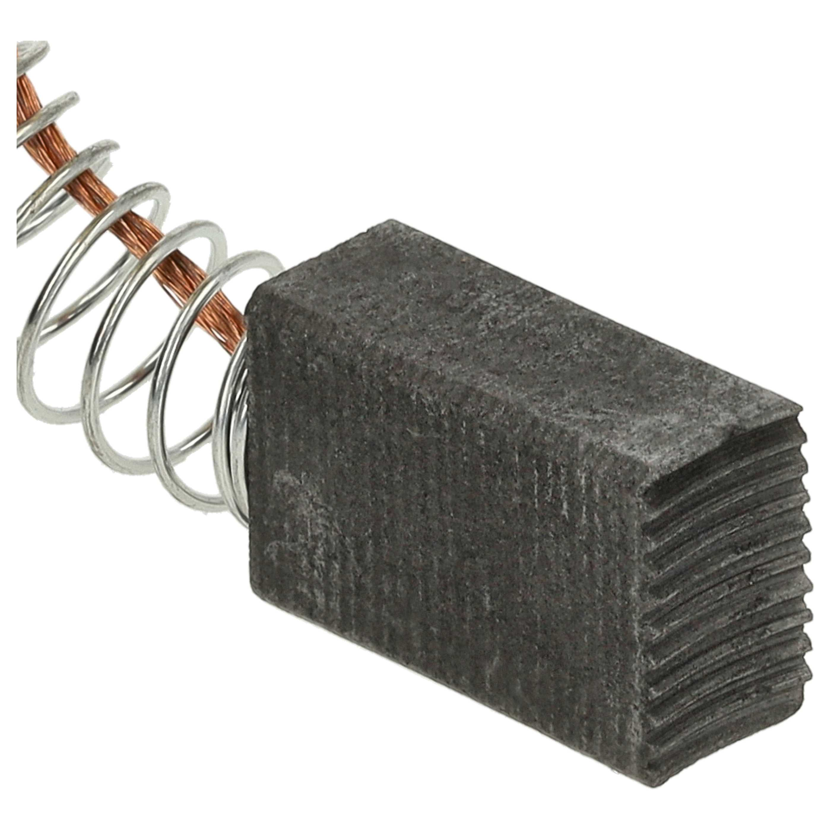 Ein Kohlebürsten für einen Elektromotor mit einer Kupferspirale und -verdrahtung. Vor weißem Hintergrund.