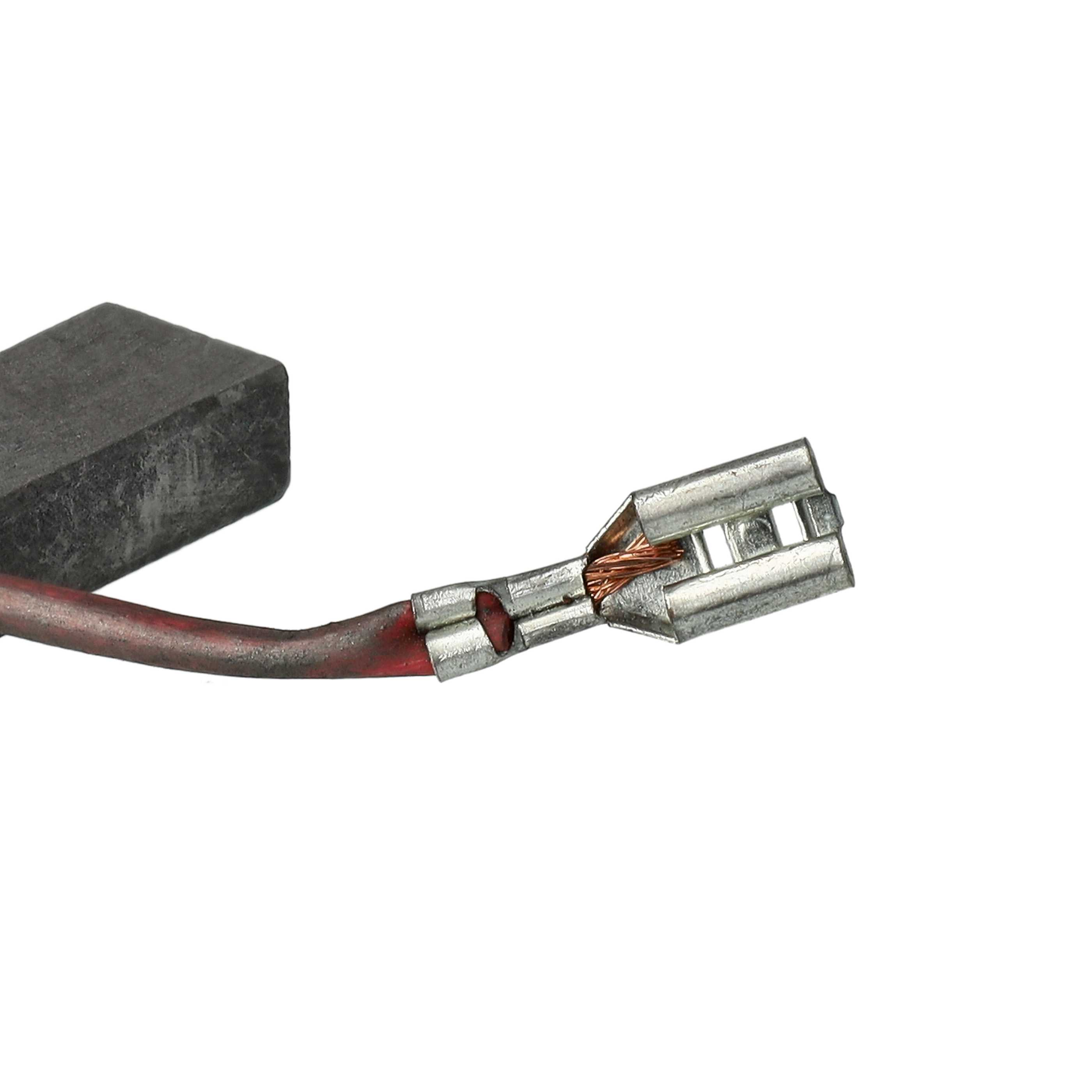 Nahaufnahme von elektrischen Komponenten: dunkler rechteckiger Block, roter Draht und silberner Metallverbinder mit freiliegenden Kupferdrähten.