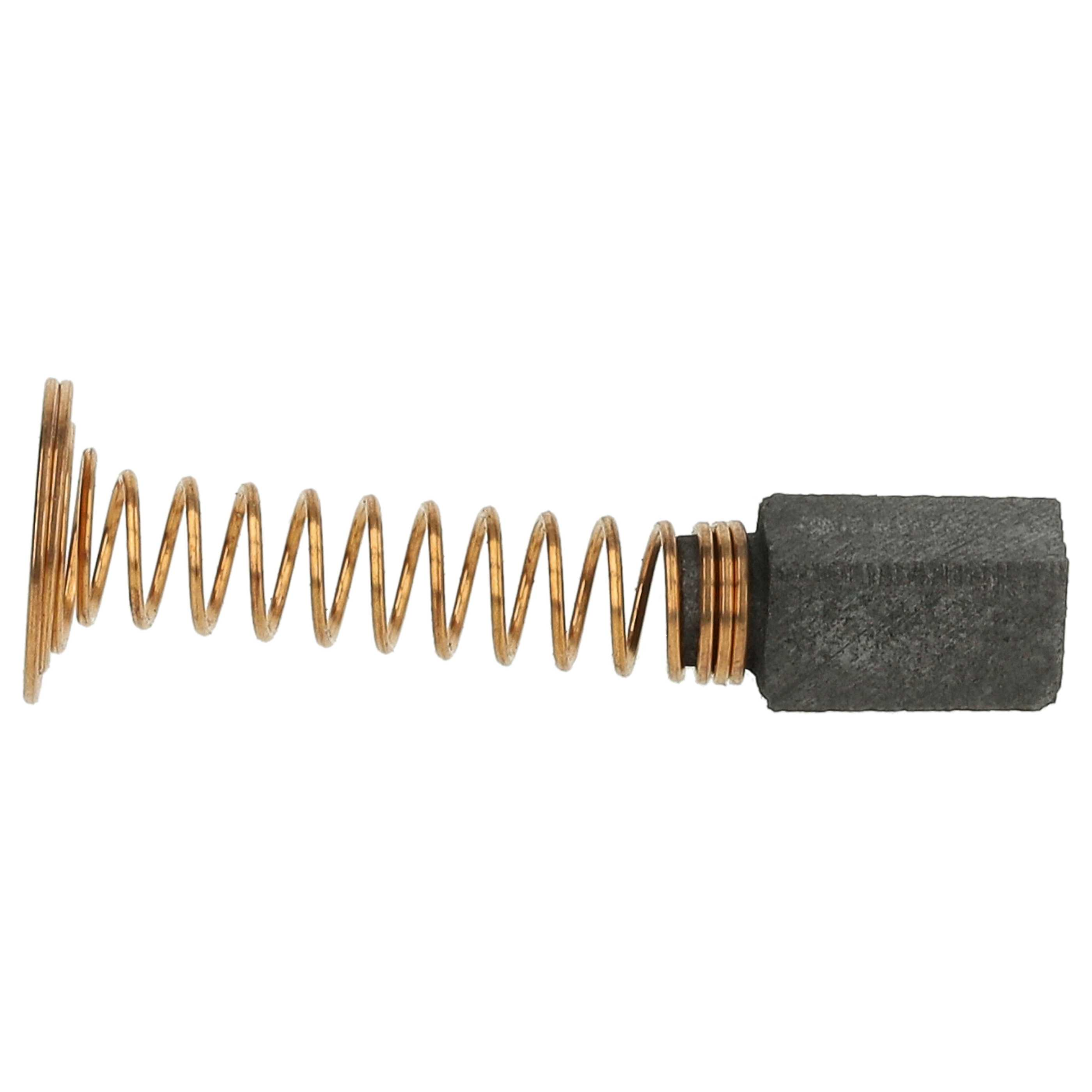 Eine metallische Feder mit einem dunkelgrauen rechteckigen Block rechts. Die Feder ist goldfarben.