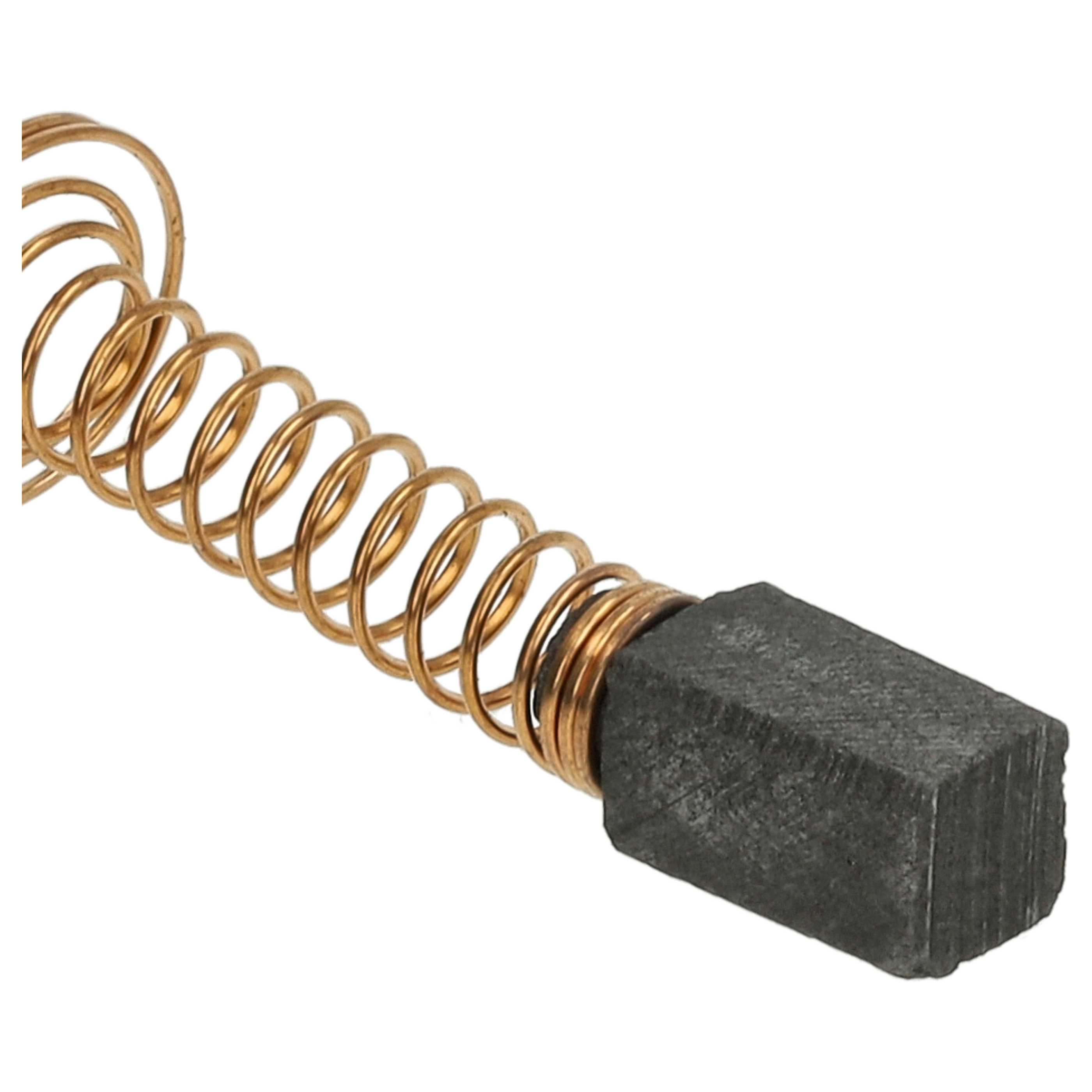 Ein Kohlebürstenblock mit einem rechteckigen Block, verbunden mit einer goldenen Spiralfeder auf weißem Hintergrund.