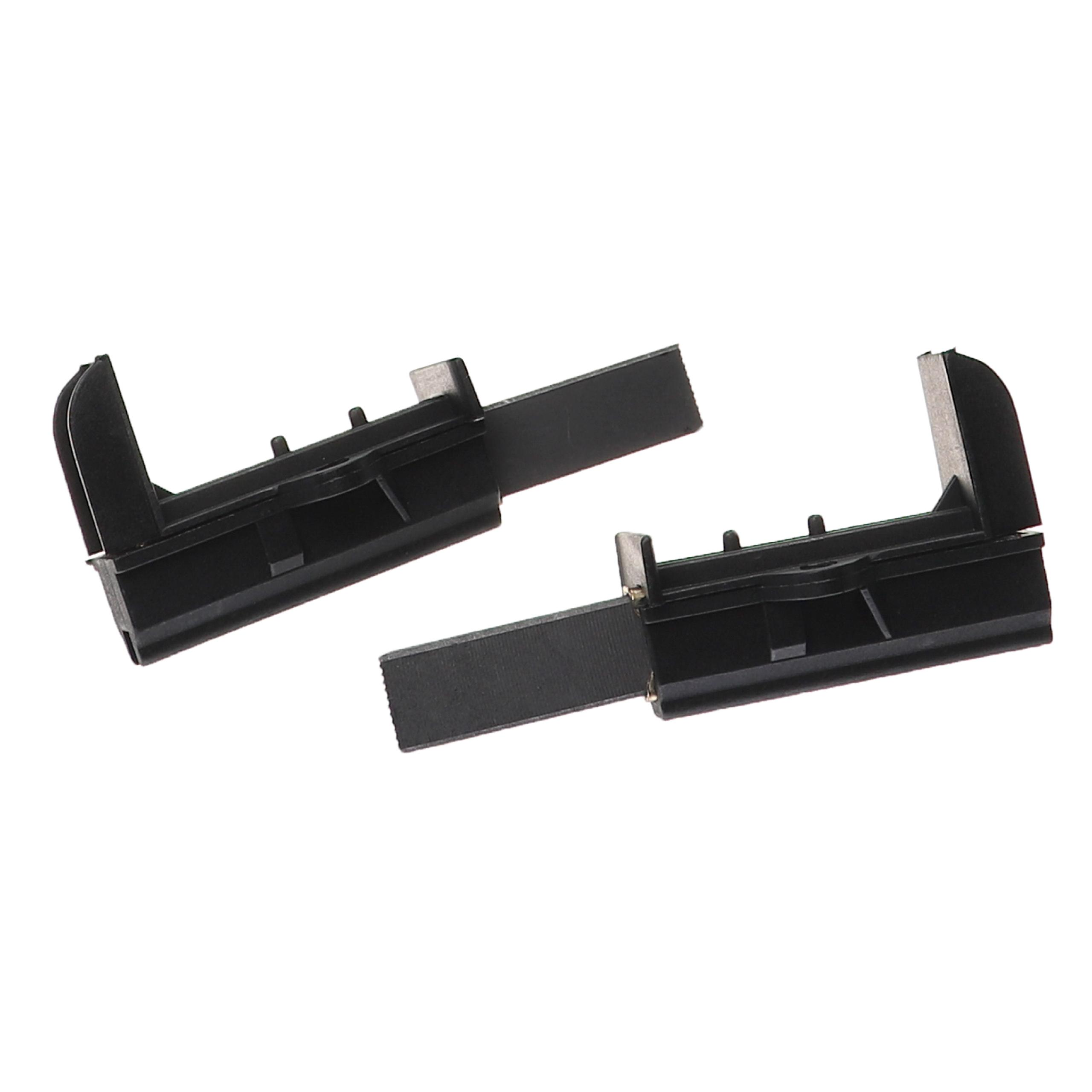 Zwei schwarze Kunststoffkomponenten mit rechteckiger Basis und vorstehendem rechteckigem Abschnitt auf weißem Hintergrund.