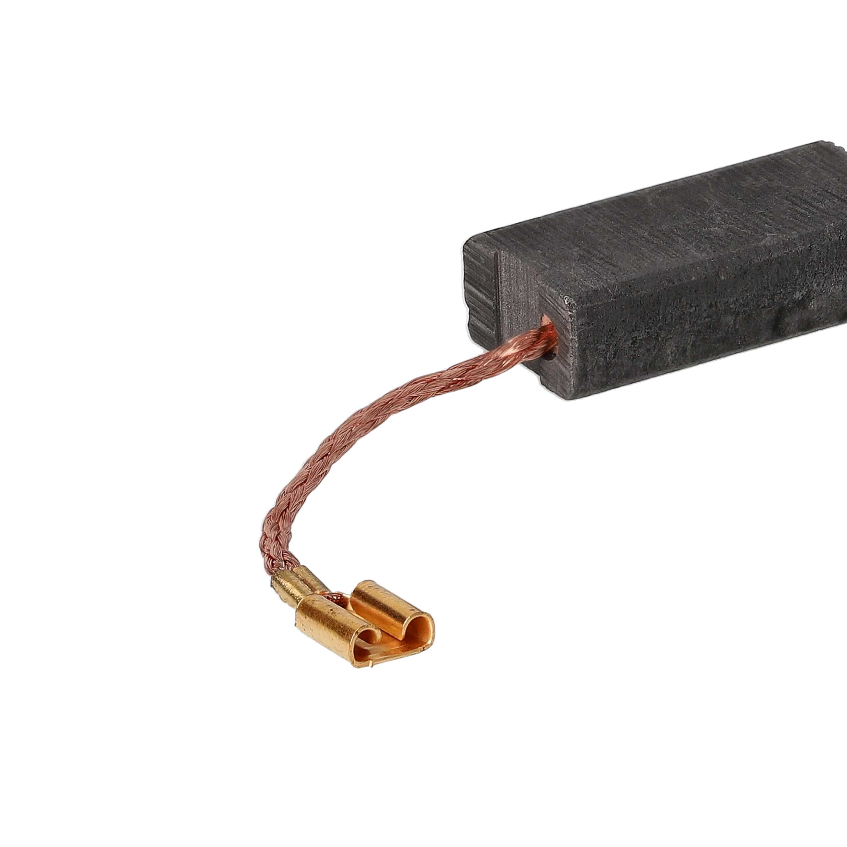 Ein rechteckiger Kohlebürsten mit einem Kupferdraht und einem goldfarbenen Stecker auf weißem Hintergrund.