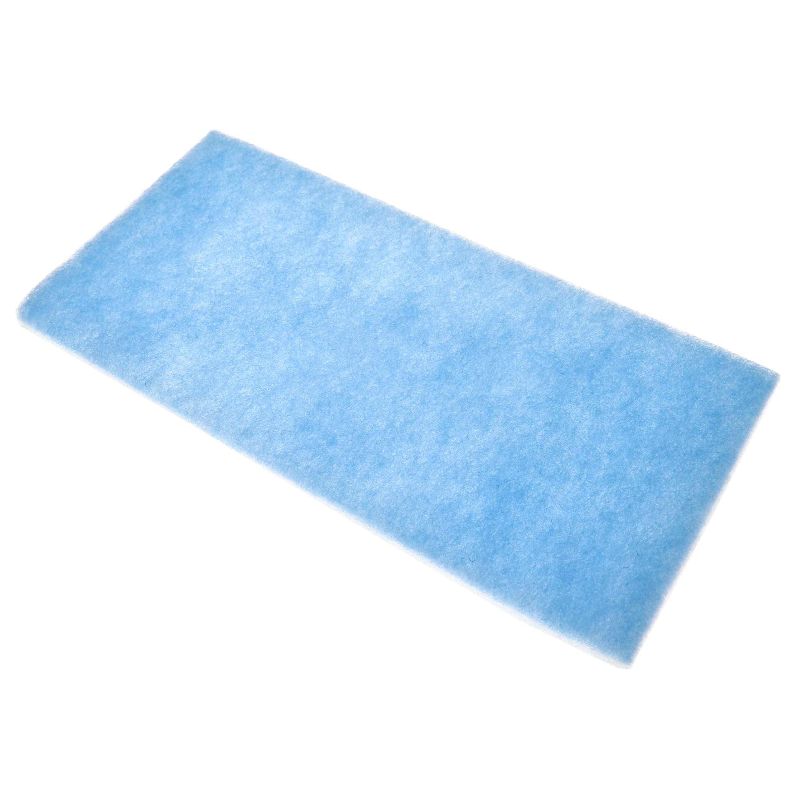Ein rechteckiger, hellblauer Filter liegt auf weißem Grund. Es ist ein weiches, faseriges Material.