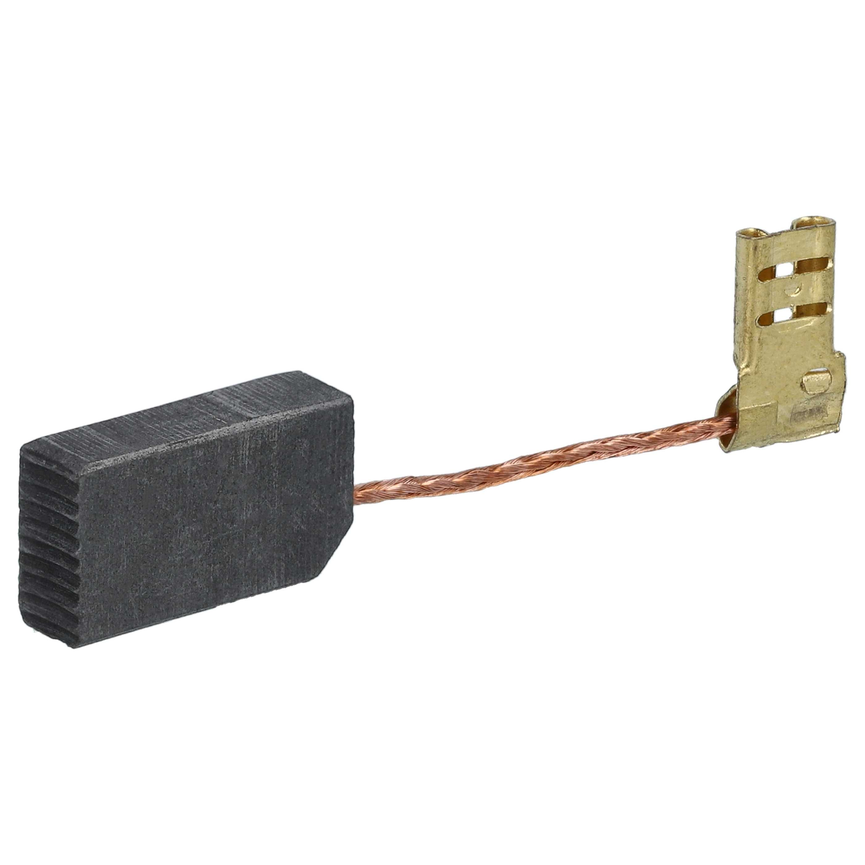 Ein Kohlebürste mit Kupferdraht und Messingstecker, isoliert auf Weiß.