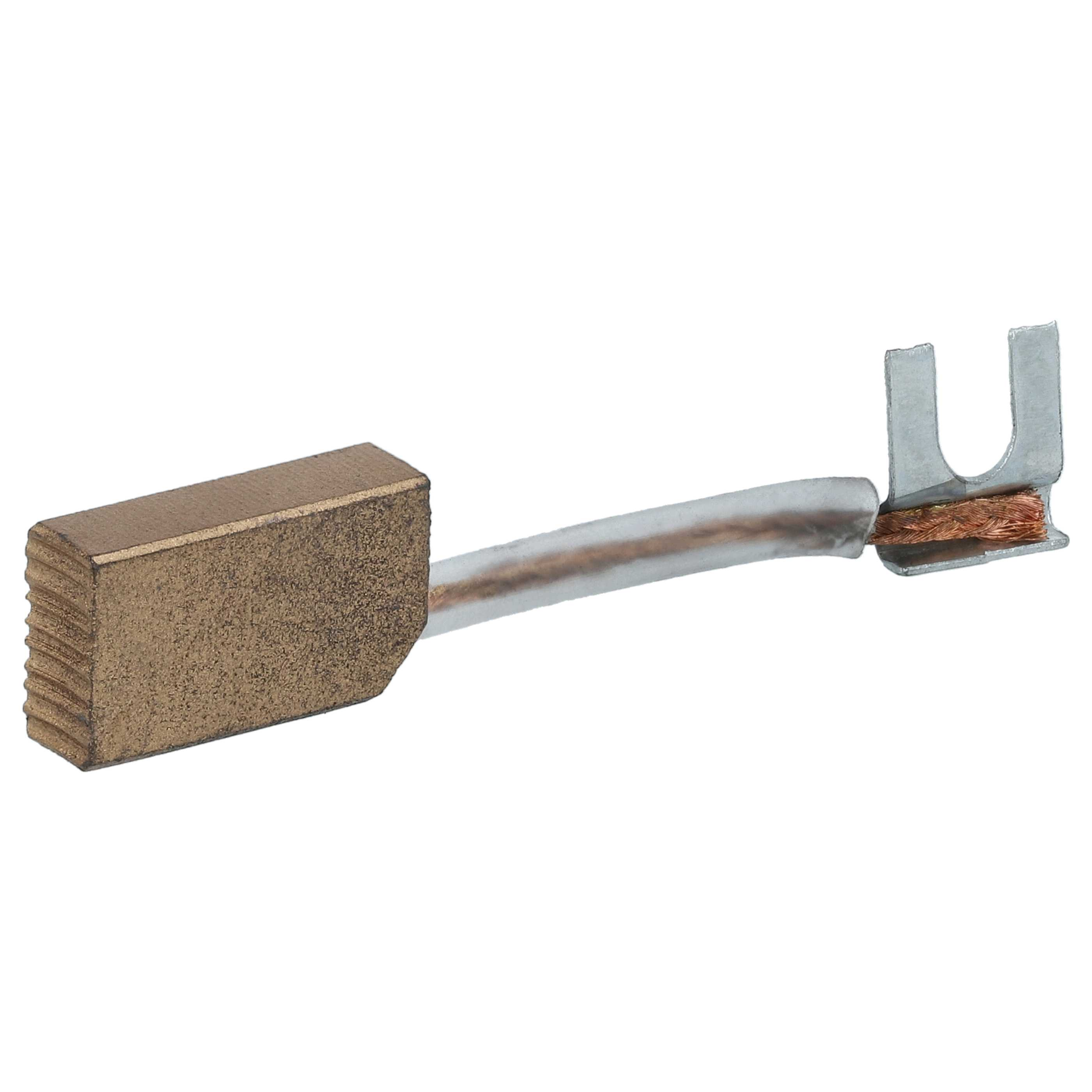 Ein kupferfarbener Pinsel mit Metallanschluss und Draht.