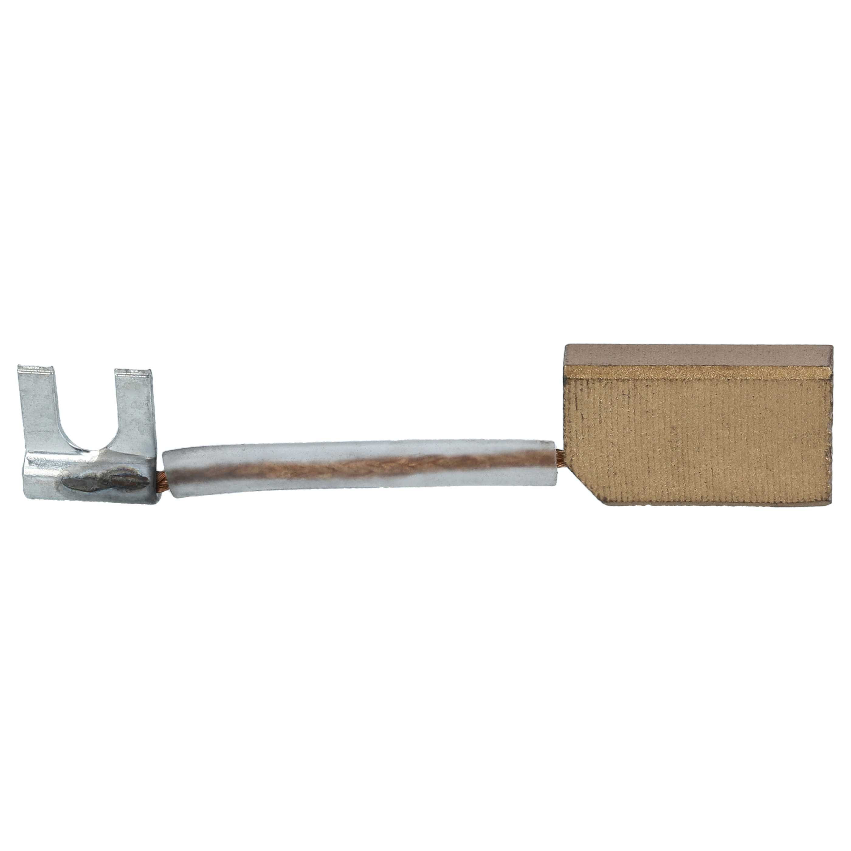 Nahaufnahme einer Kohlebürste mit Metallanschluss und einem rechteckigen, braunen Kohleblock.