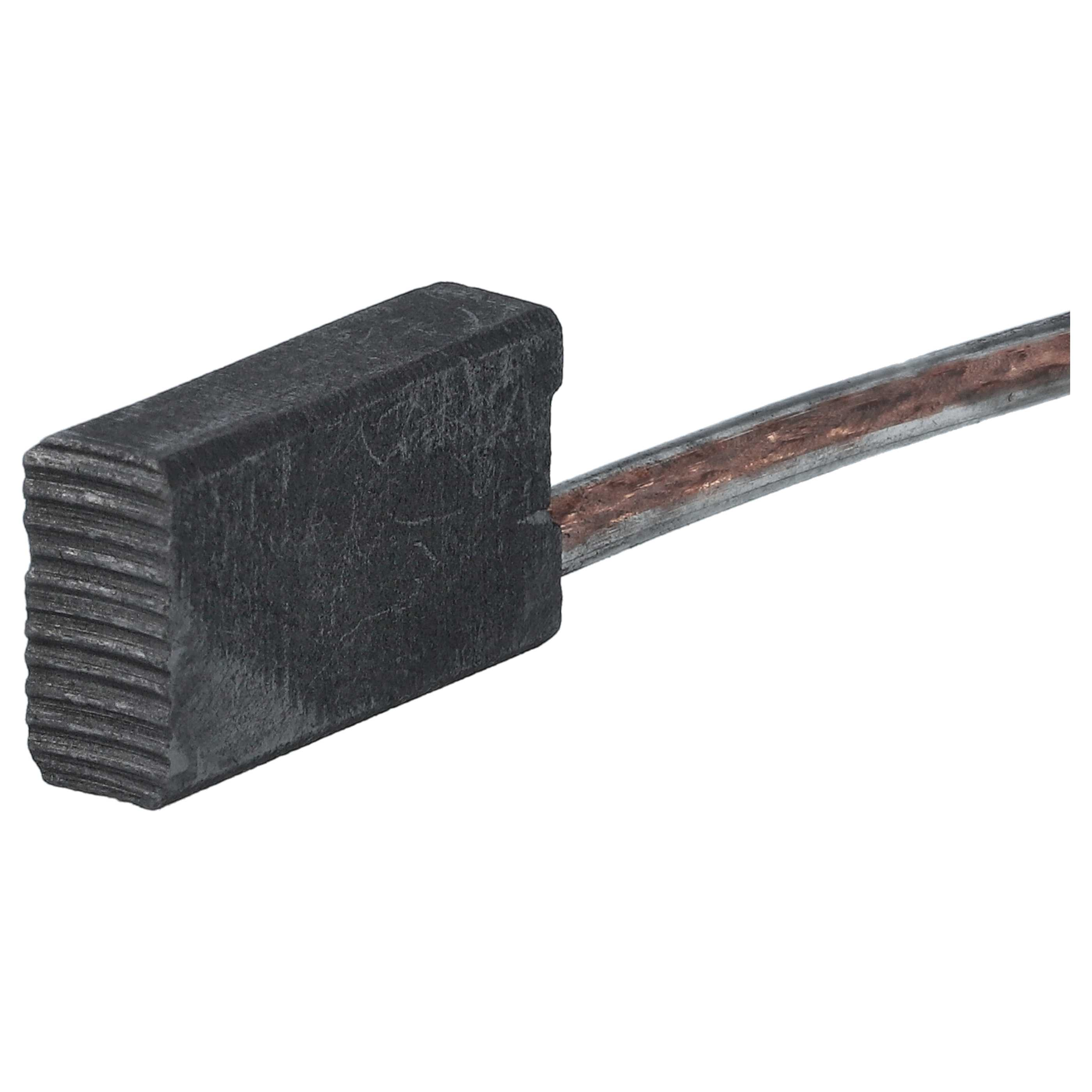 Ein dunkler rechteckiger Block mit einer Metallstange. Der Block hat Rillen auf einer Seite.