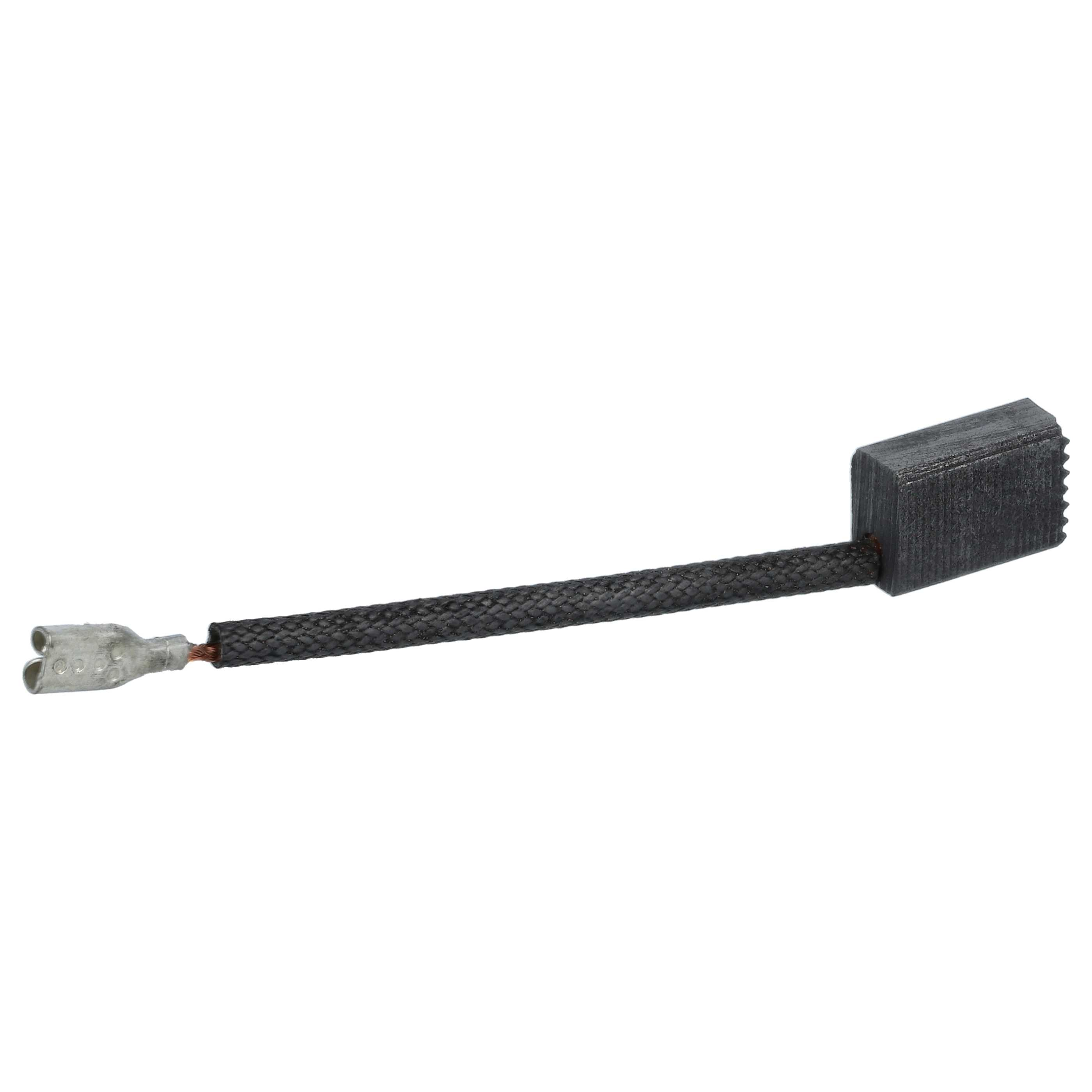 Ein Kohlebürste mit geflochtenem Kabel und Metallanschluss, isoliert auf weißem Hintergrund.