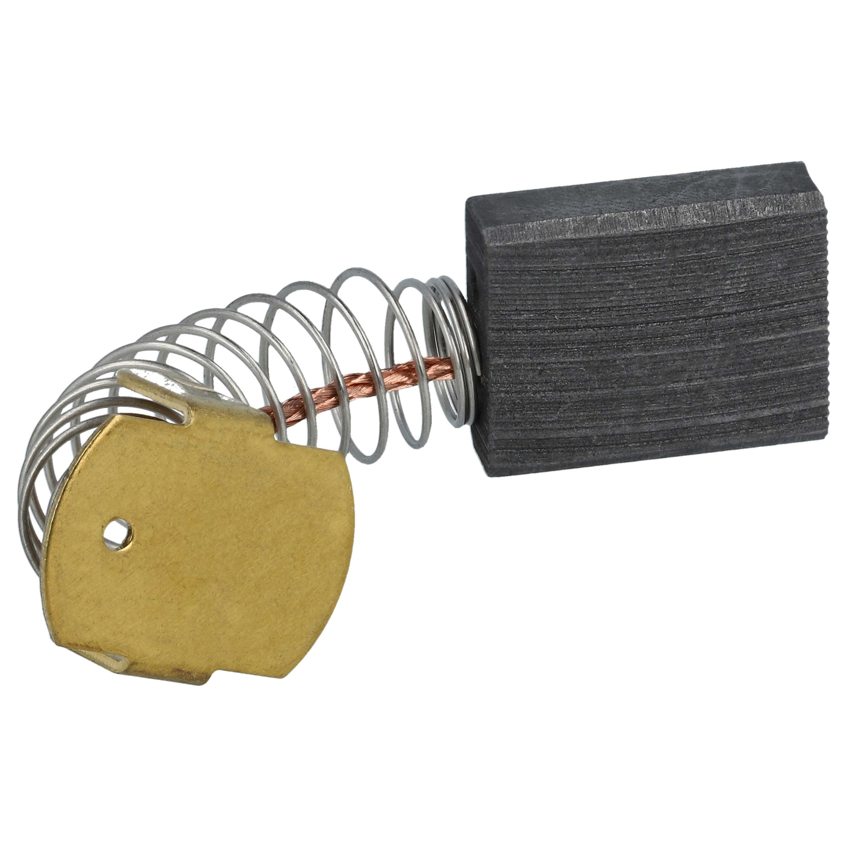 Eine metallische Bürste mit einem schwarzen rechteckigen Block. Es hat eine silberne Feder und eine goldfarbene Kontaktplatte.