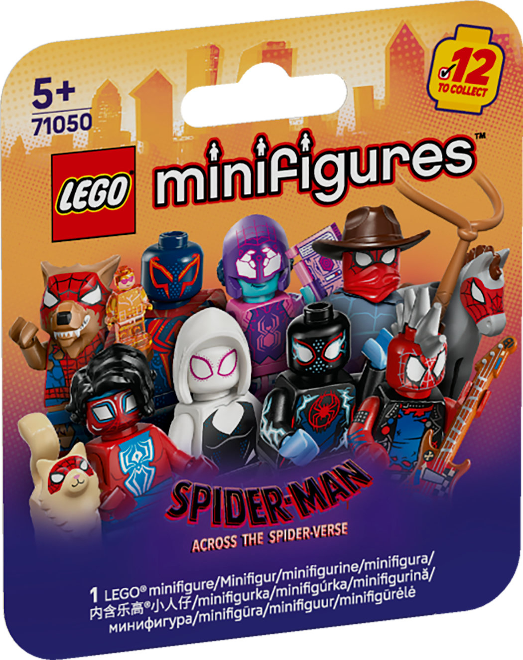 Lego Minifigures Spider-Man Across the Spider-Verse. Presenta più personaggi di Spider-Man in un pacchetto, con accessori.