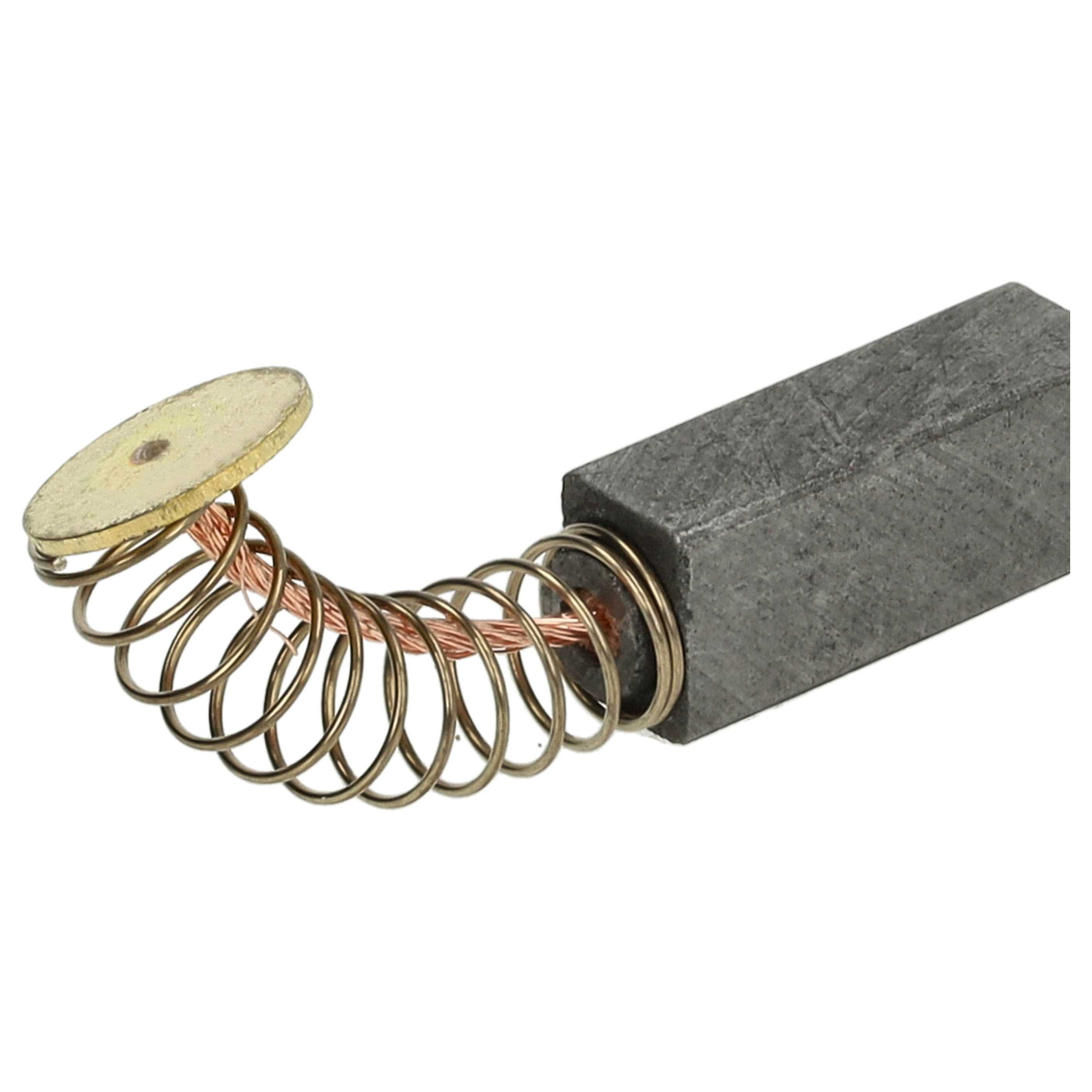 Nahaufnahme einer Kohlebürste mit Feder und rundem Metallteil, weißer Hintergrund.