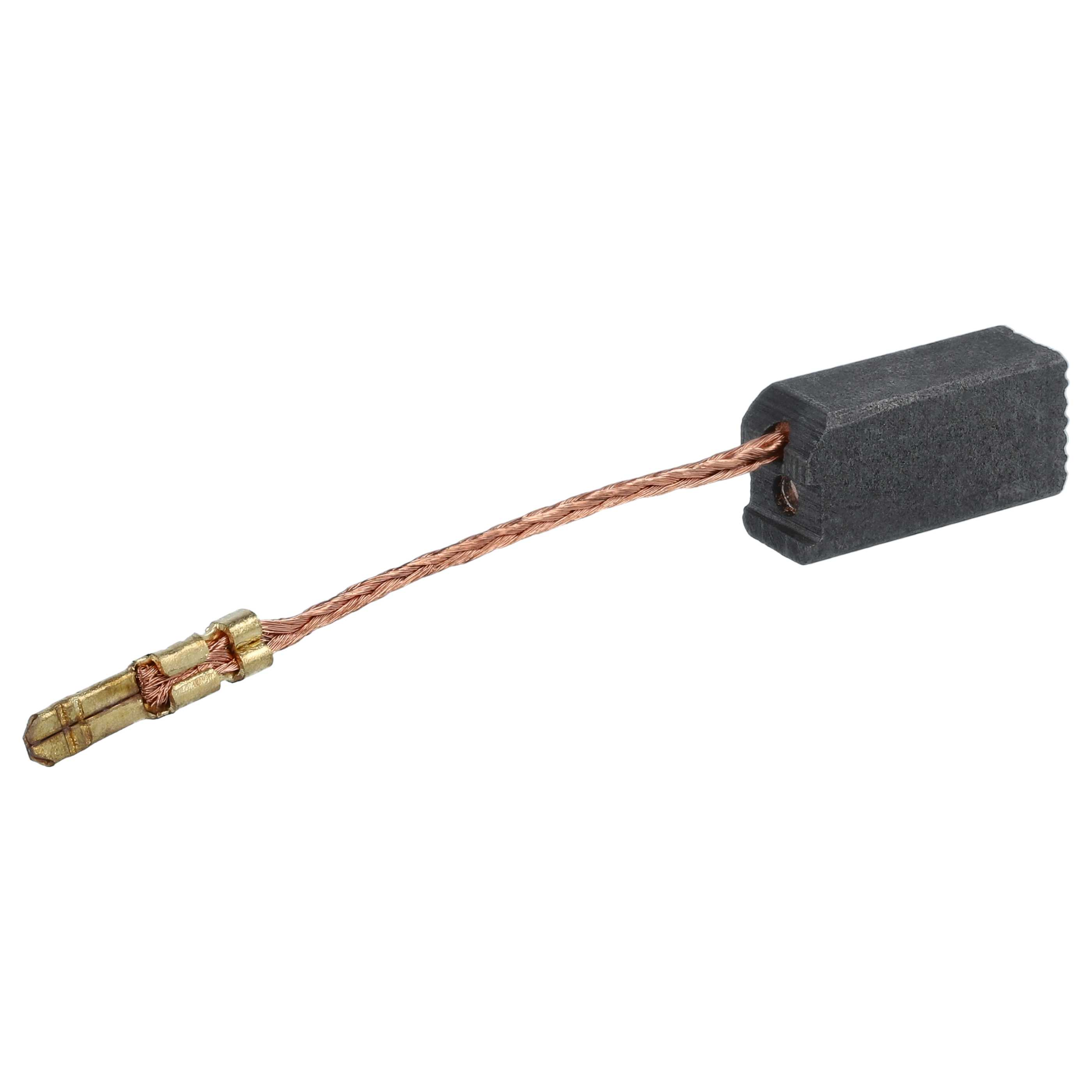 Ein Kohlebürsten-Set mit Kupferdraht und einem goldfarbenen Stecker auf weißem Hintergrund.