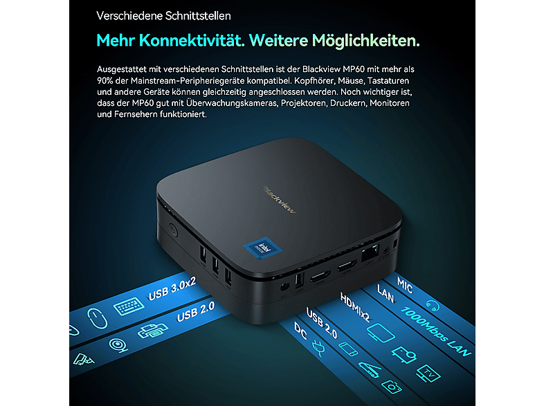 BLACKVIEW MP60-N150, Mini PC mit Intel® N-Series, 16 GB RAM, 512