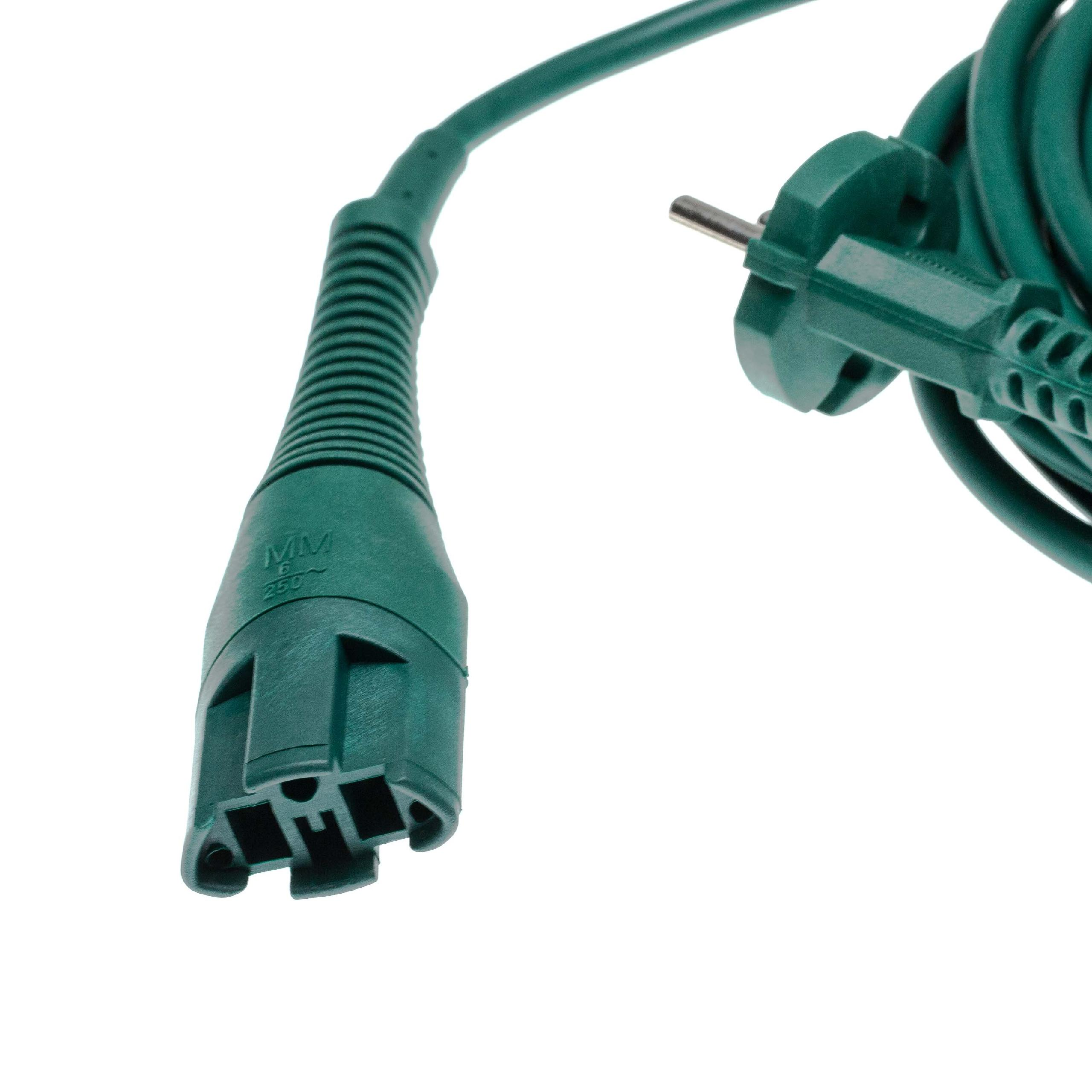 Ein grünes Elektrokabel mit Stecker und Buchse. Weißer Hintergrund.
