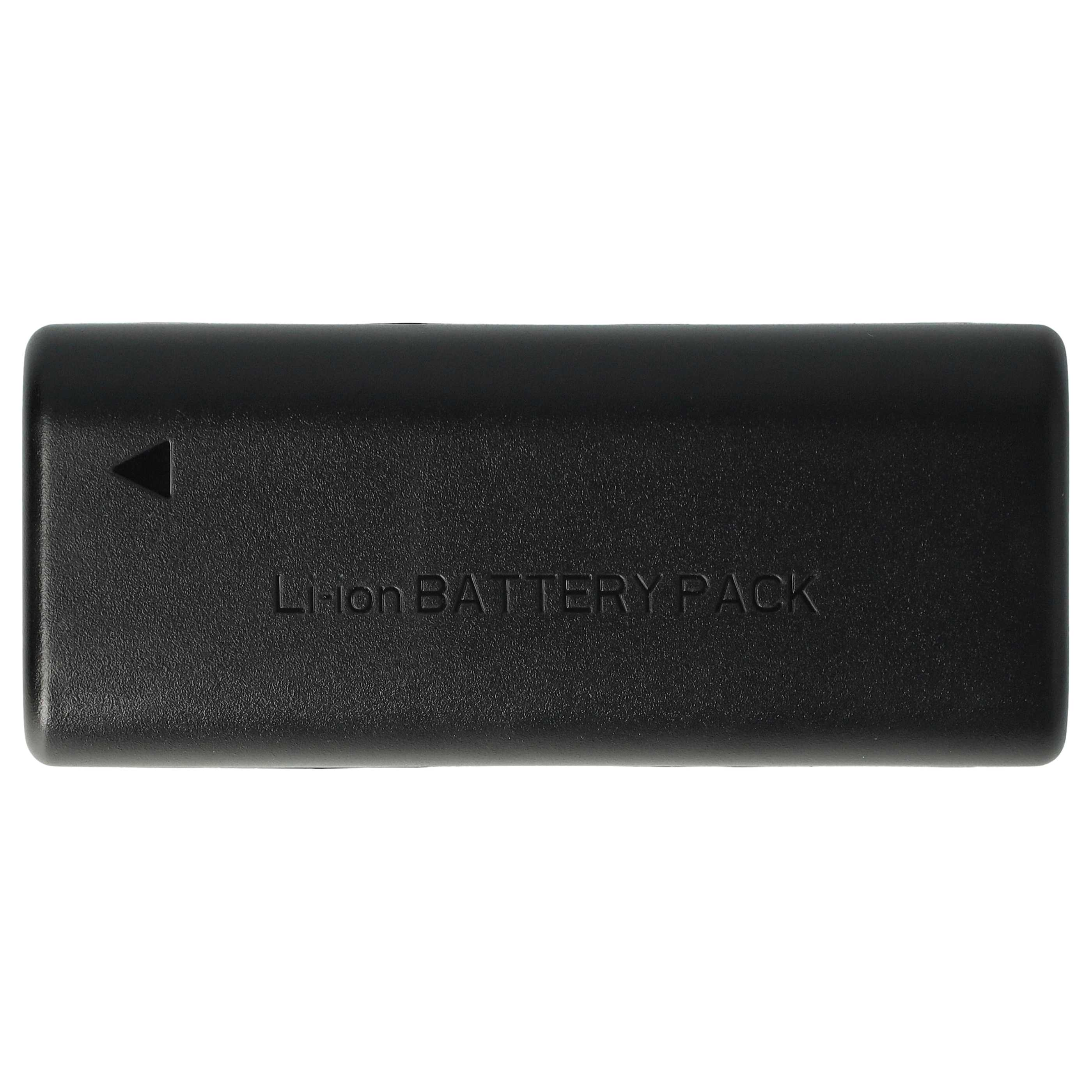 Ein schwarzes Li-Ionen-Akkupack mit einem Dreieckssymbol und dem Text 'Li-ion BATTERY PACK'.