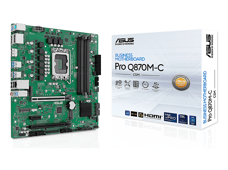 ASUS Pro Q870M-C-CSM 6400MHz (OC) Soket LGA1851 M.2 HDMI DP Intel Q870 DDR5 Micro ATX Anakart