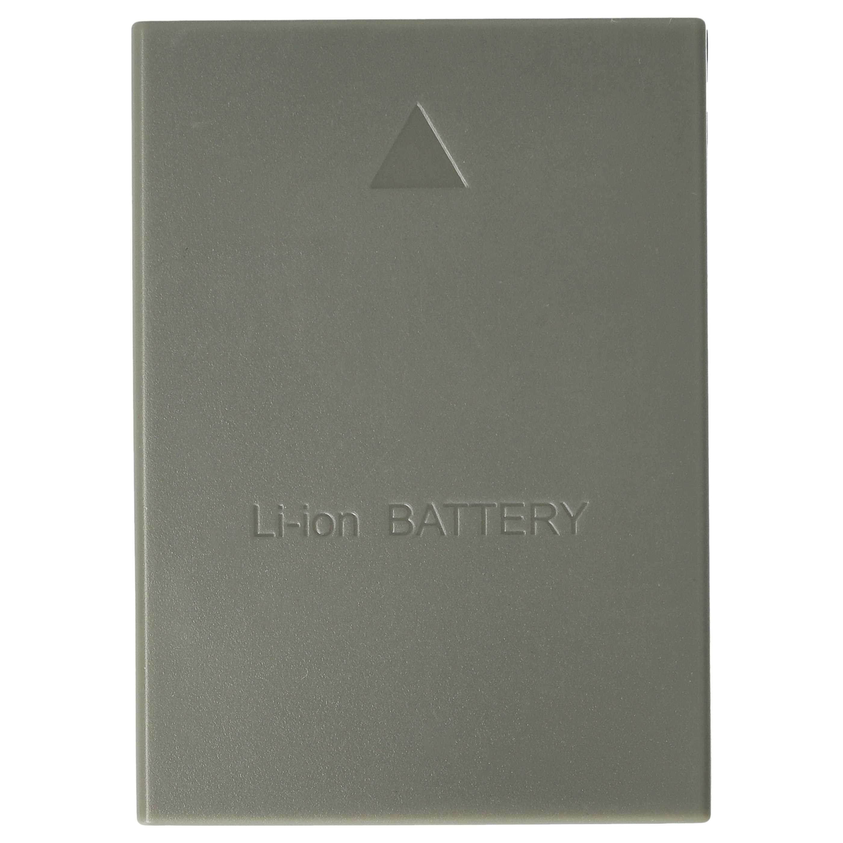 Ein rechteckiger, grauer Li-Ionen-Akku. Oben befindet sich ein Dreieck und darunter der Text "Li-ion BATTERY".
