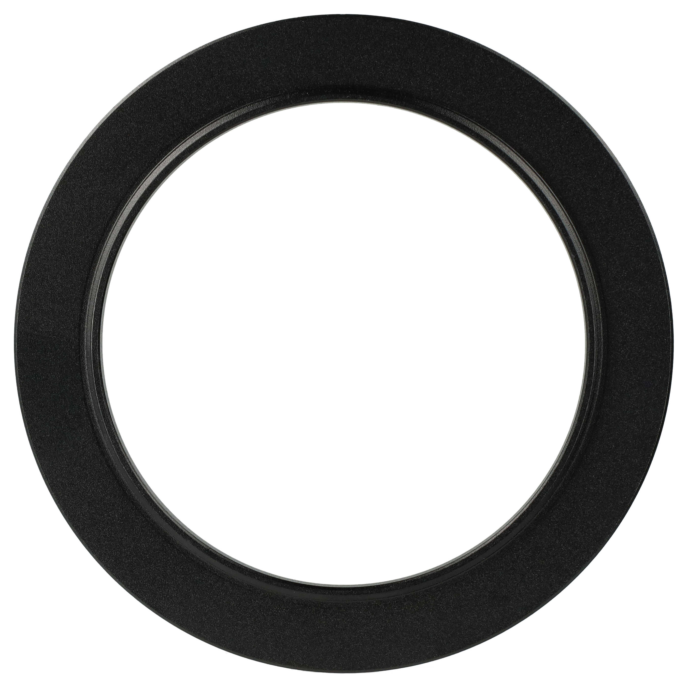 Ein schwarzes, kreisförmiges Objekt mit strukturierter Oberfläche, das einem Ring oder Rahmen ähnelt. Die Mitte ist leer und weiß.