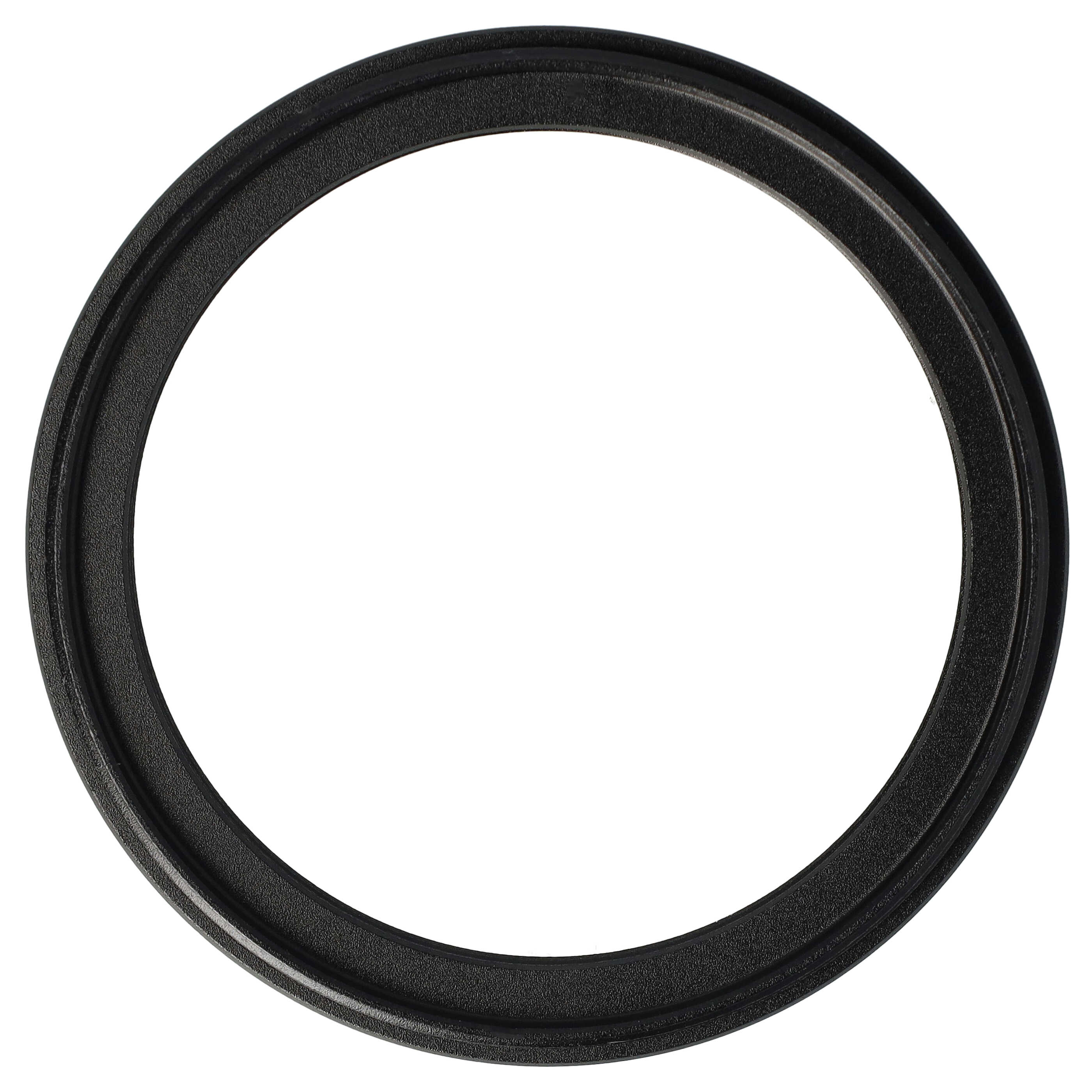 Ein schwarzer, kreisförmiger Ring mit strukturierter Oberfläche, zentriert auf weißem Hintergrund.