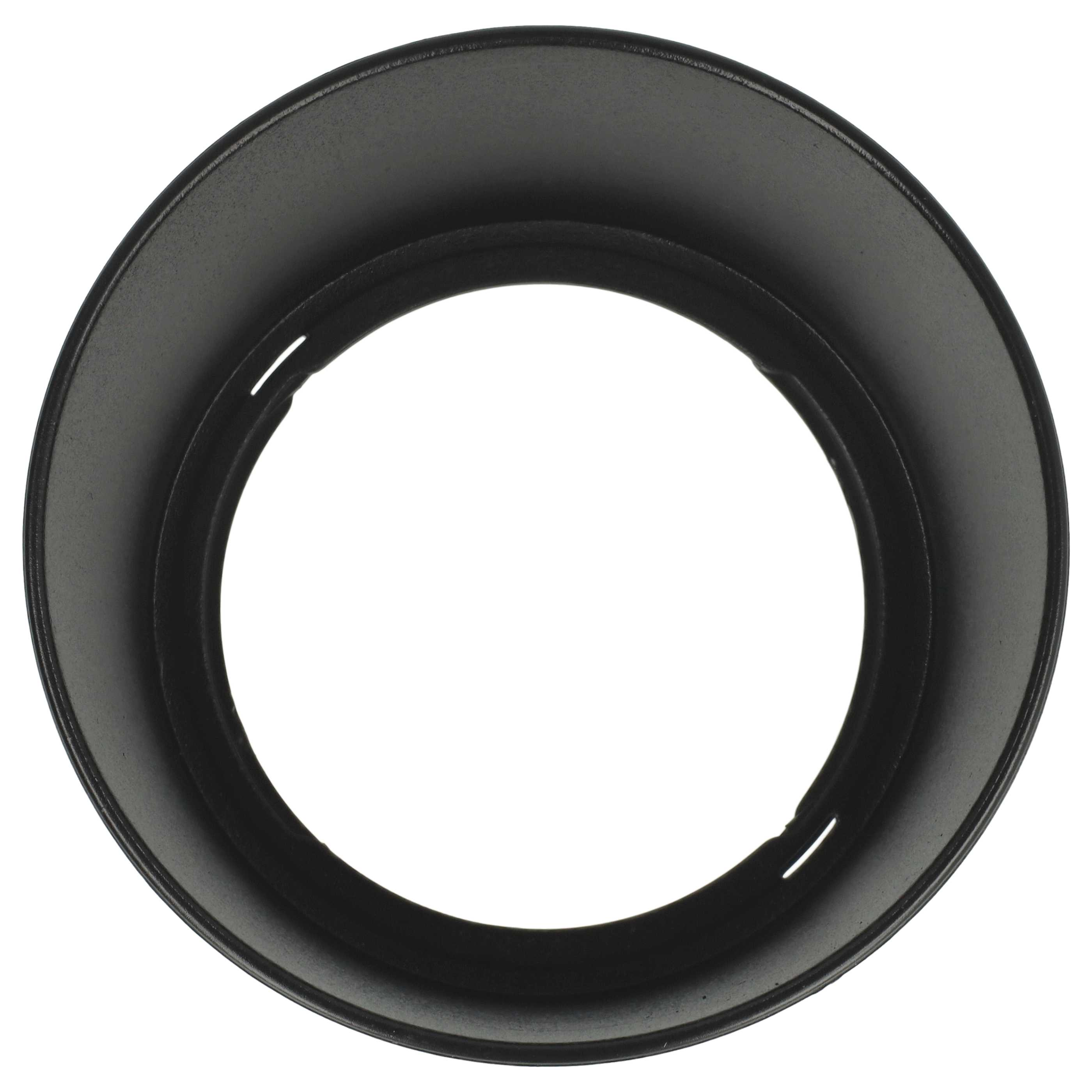 Eine schwarze Sonnenblende ist auf weißem Hintergrund zentriert. Sie hat eine kreisförmige Form mit hohler Mitte.